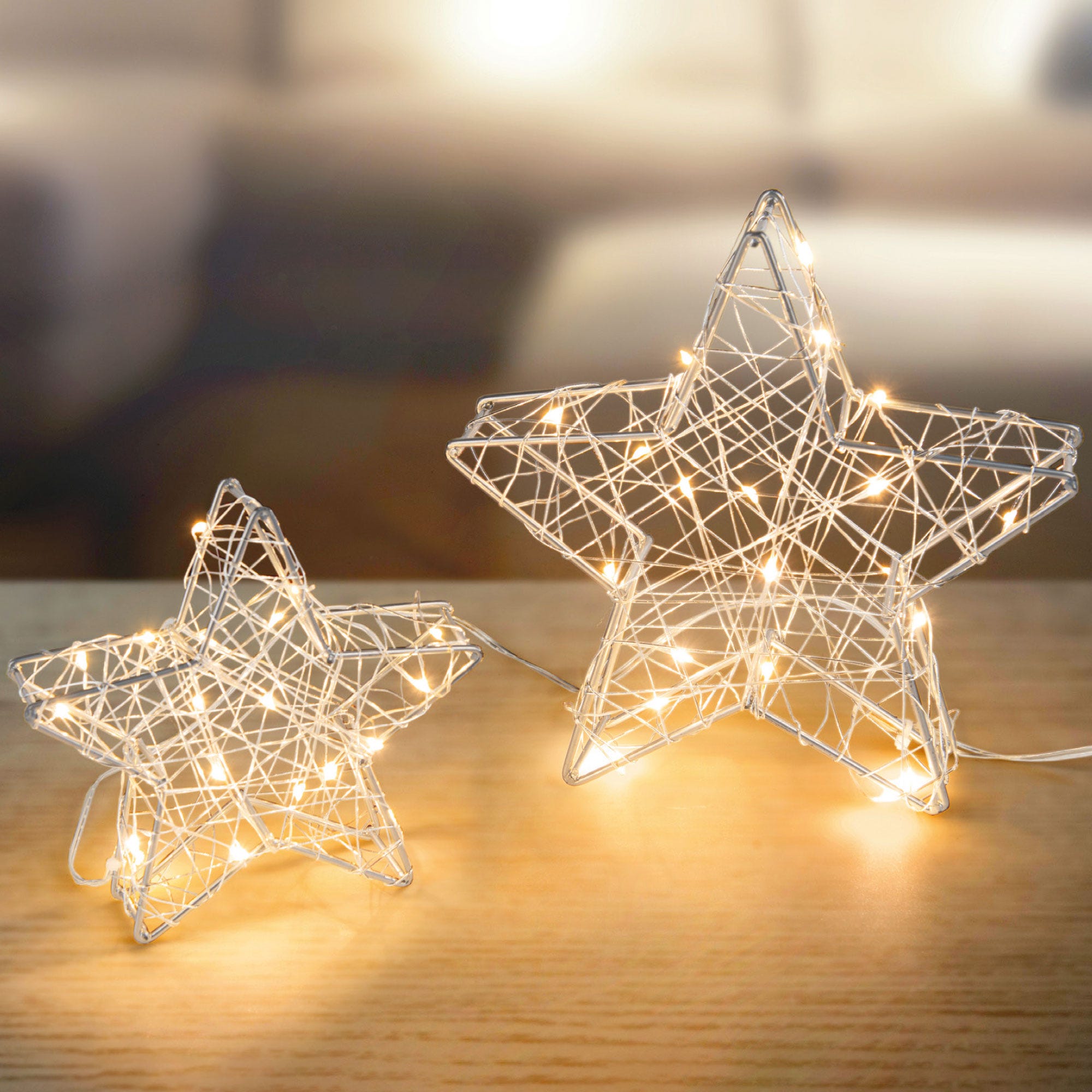 LED-Metallsterne mit Timerfunktion, 2er-Set