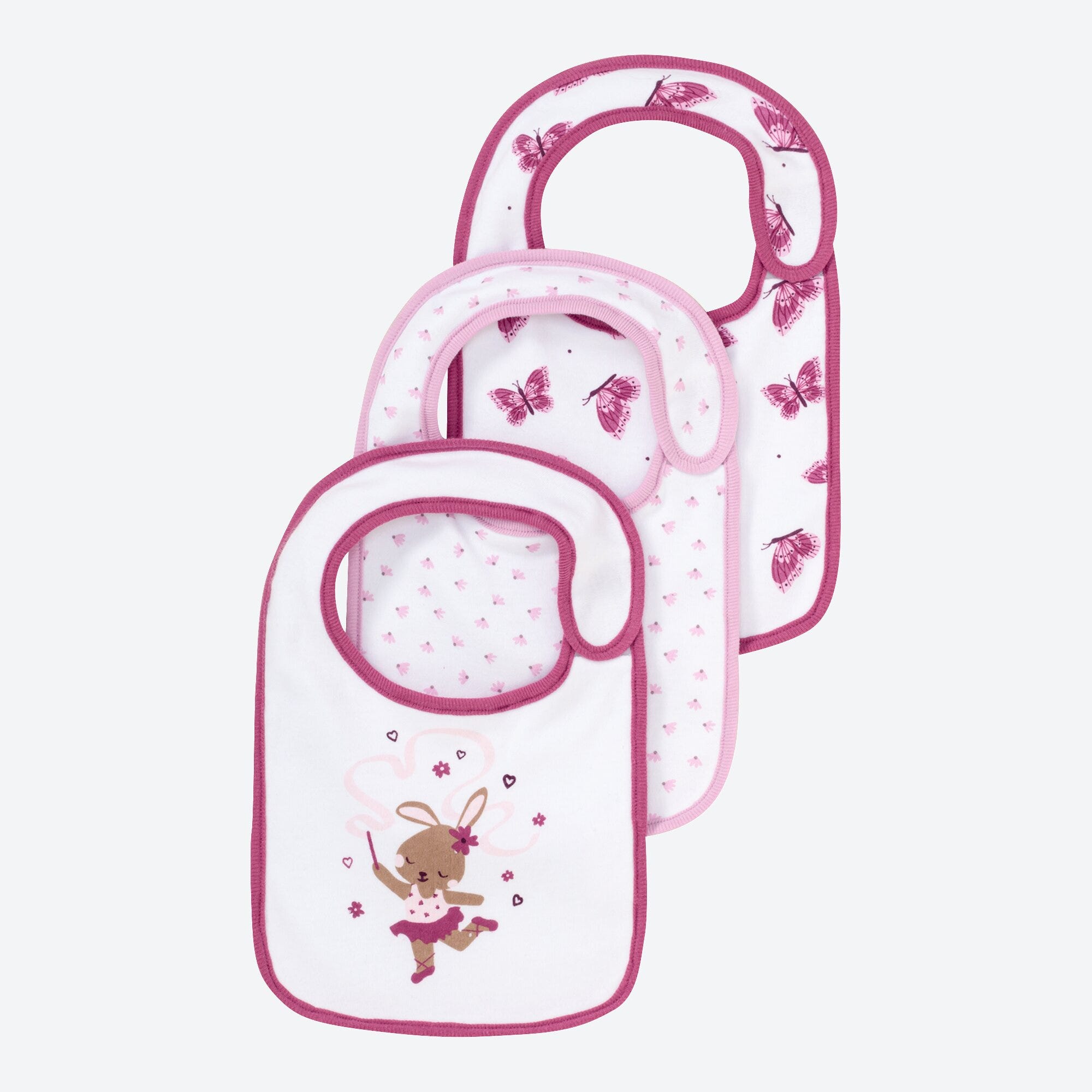 Baby-Mädchen-Lätzchen mit unterschiedlichen Motiven, 3er-Pack