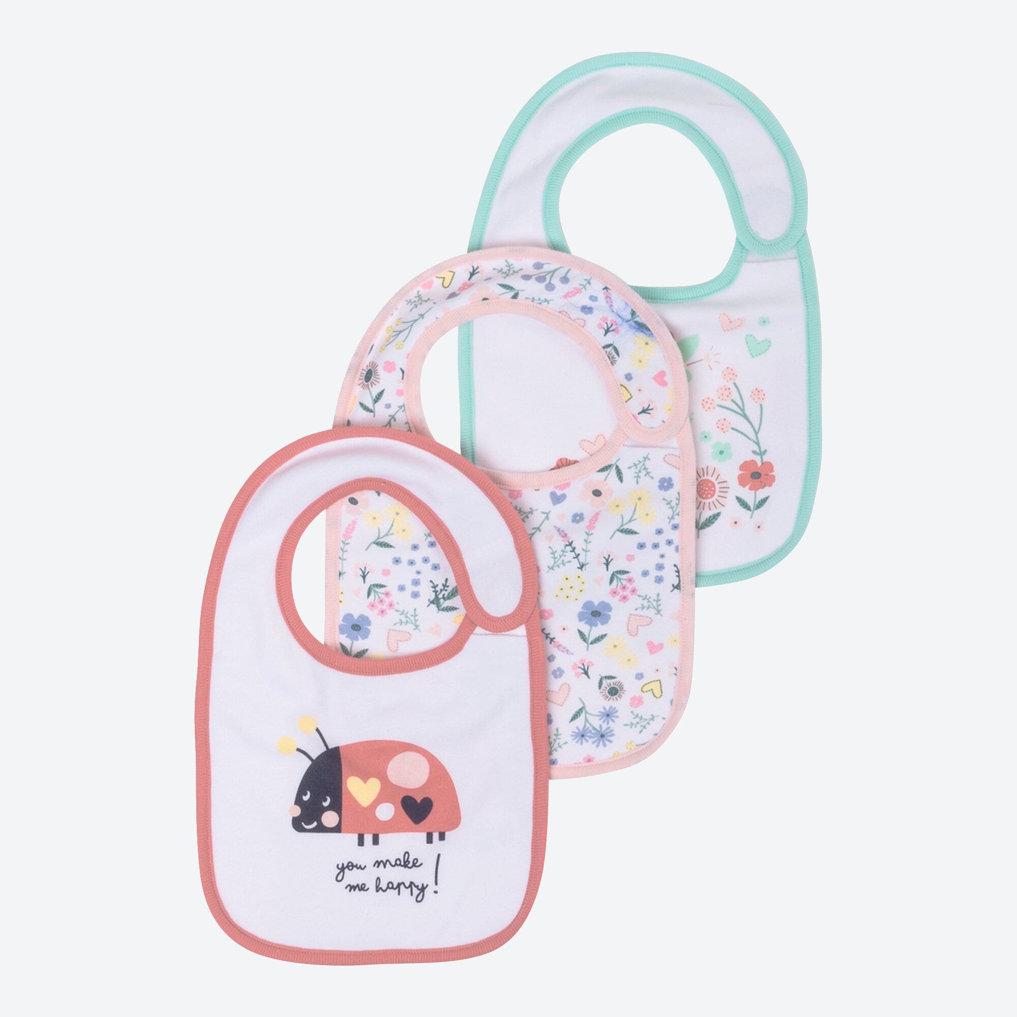 Baby-Mädchen-Lätzchen mit süßen Motiven, 3er-Pack