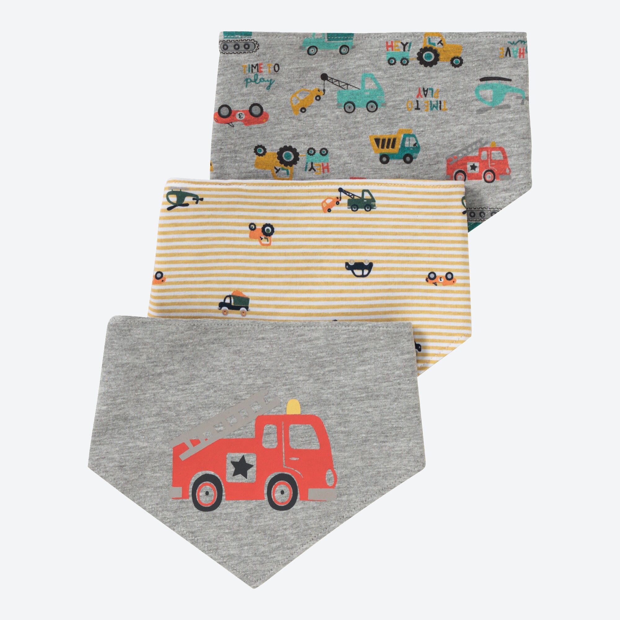 Baby-Jungen-Halstuch mit Fahrzeug-Motiven, 3er-Pack