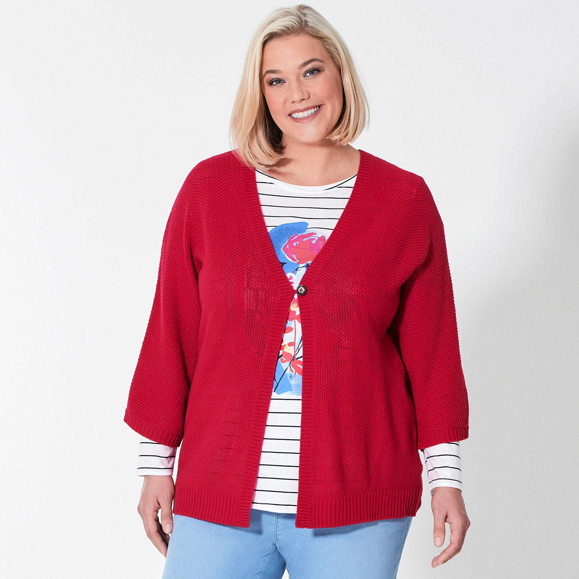 Damen-Strickjacke mit Struktur-Muster, große Größen