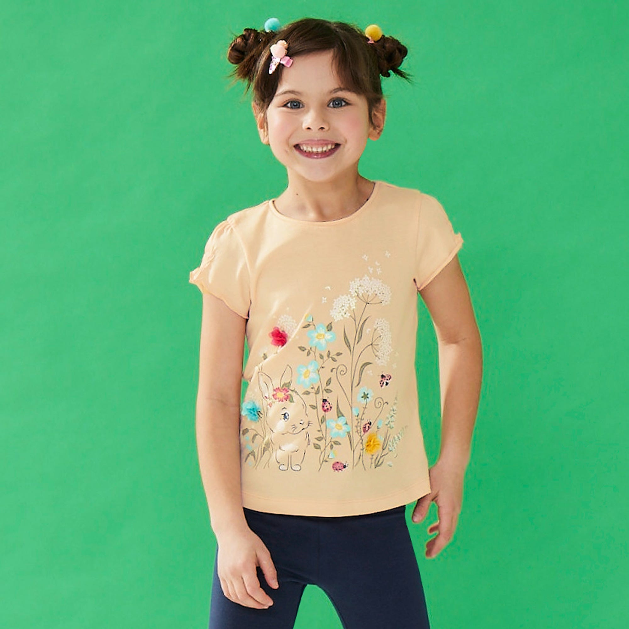 Mädchen-T-Shirt mit Organza-Blumen
