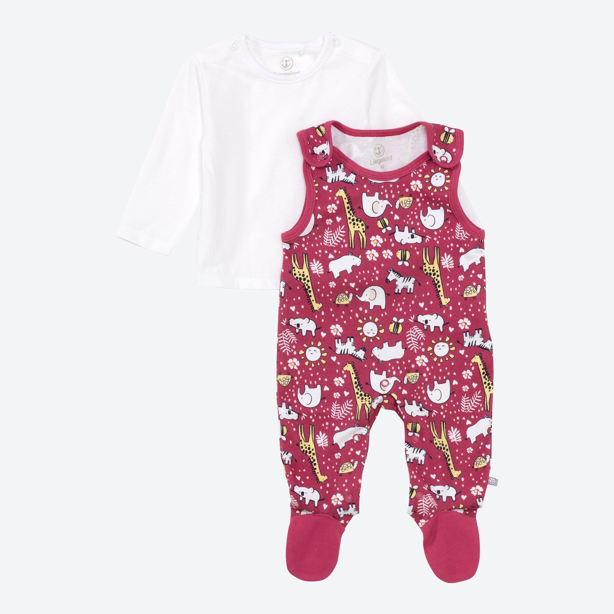 Baby-Mädchen-Strampler-Set mit Tiermuster, 2-teilig