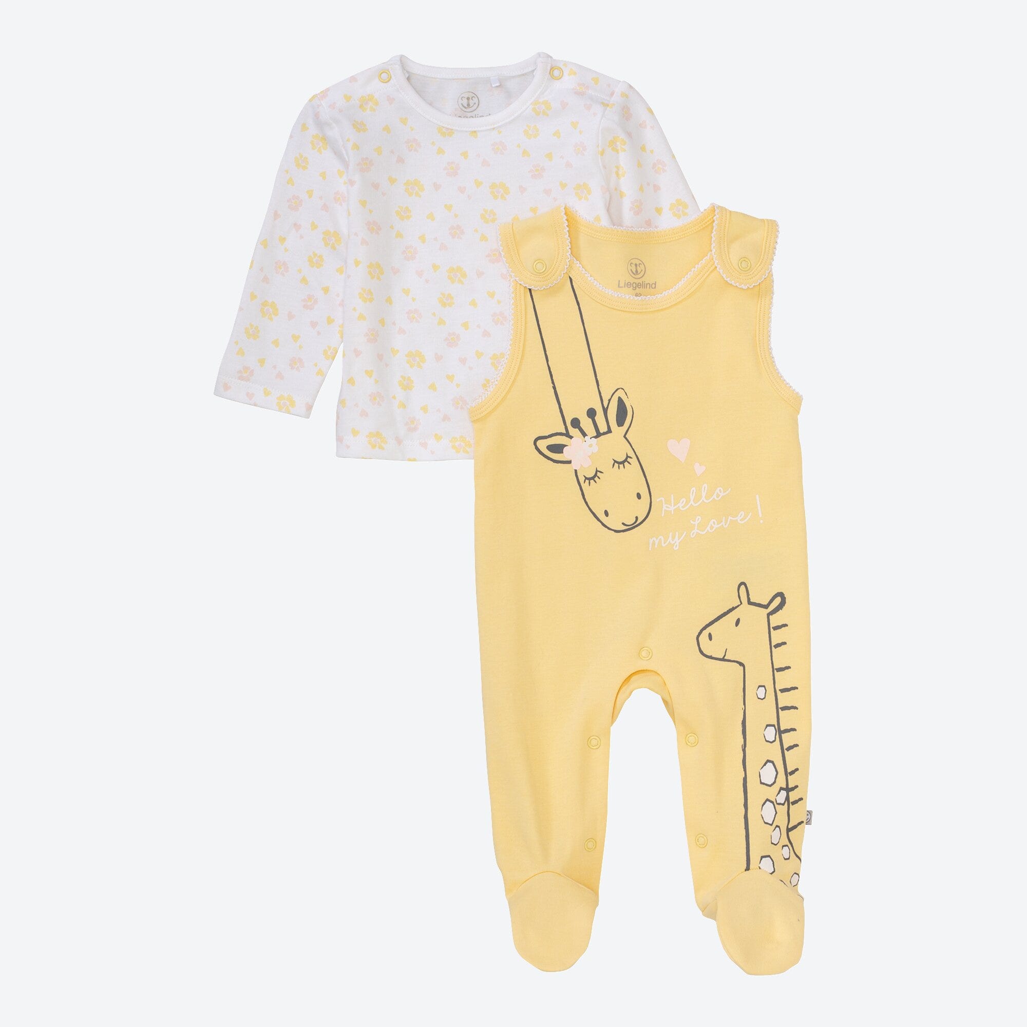 Baby-Mädchen-Strampler-Set mit Giraffen-Motiv, 2-teilig