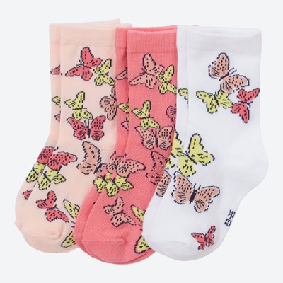 Mädchen-Socken mit Schmetterlings-Muster, 3er-Pack