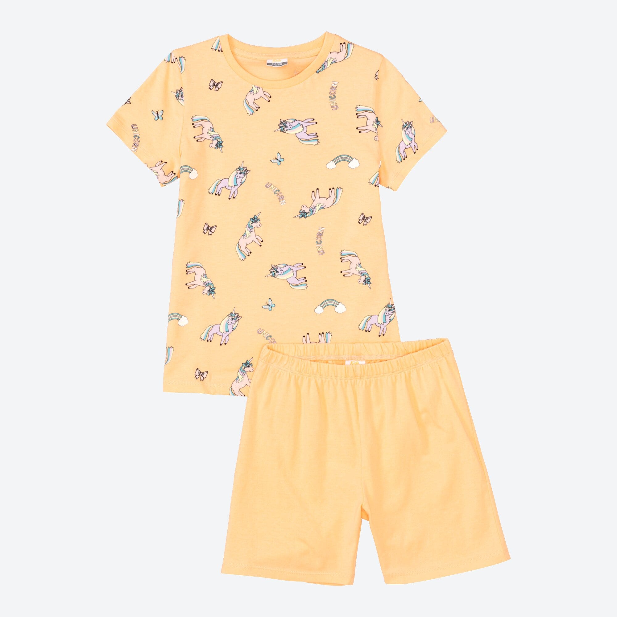 Mädchen-Shorty mit Einhorn-Muster, 2-teilig