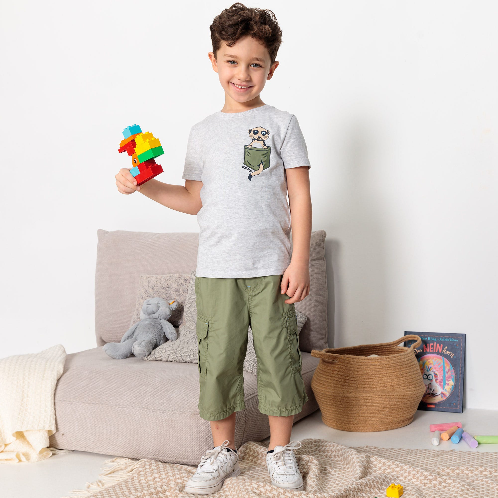 Kinder-Jungen-Bermudas mit Aufnäher