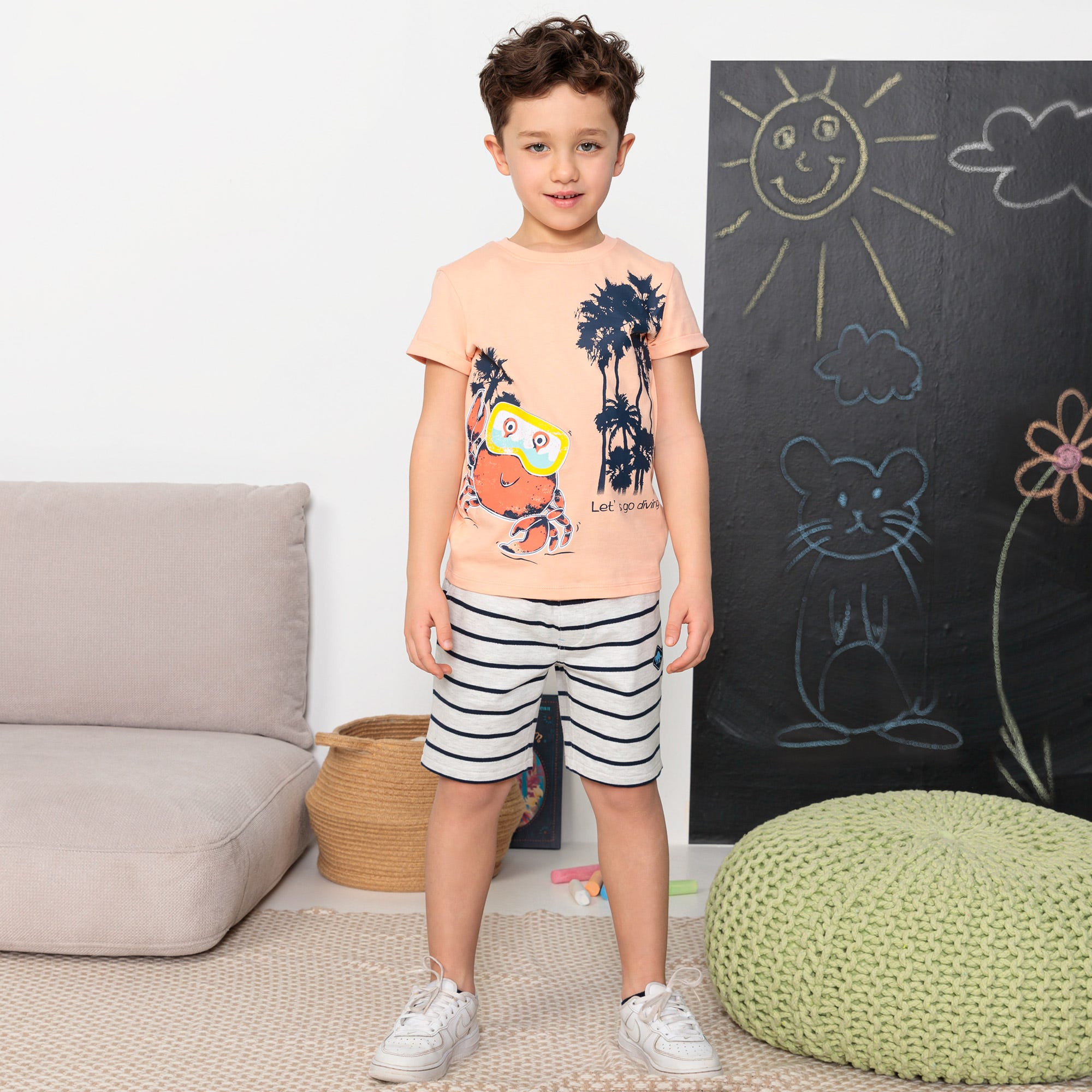 Jungen-Bermudas mit Streifenmuster