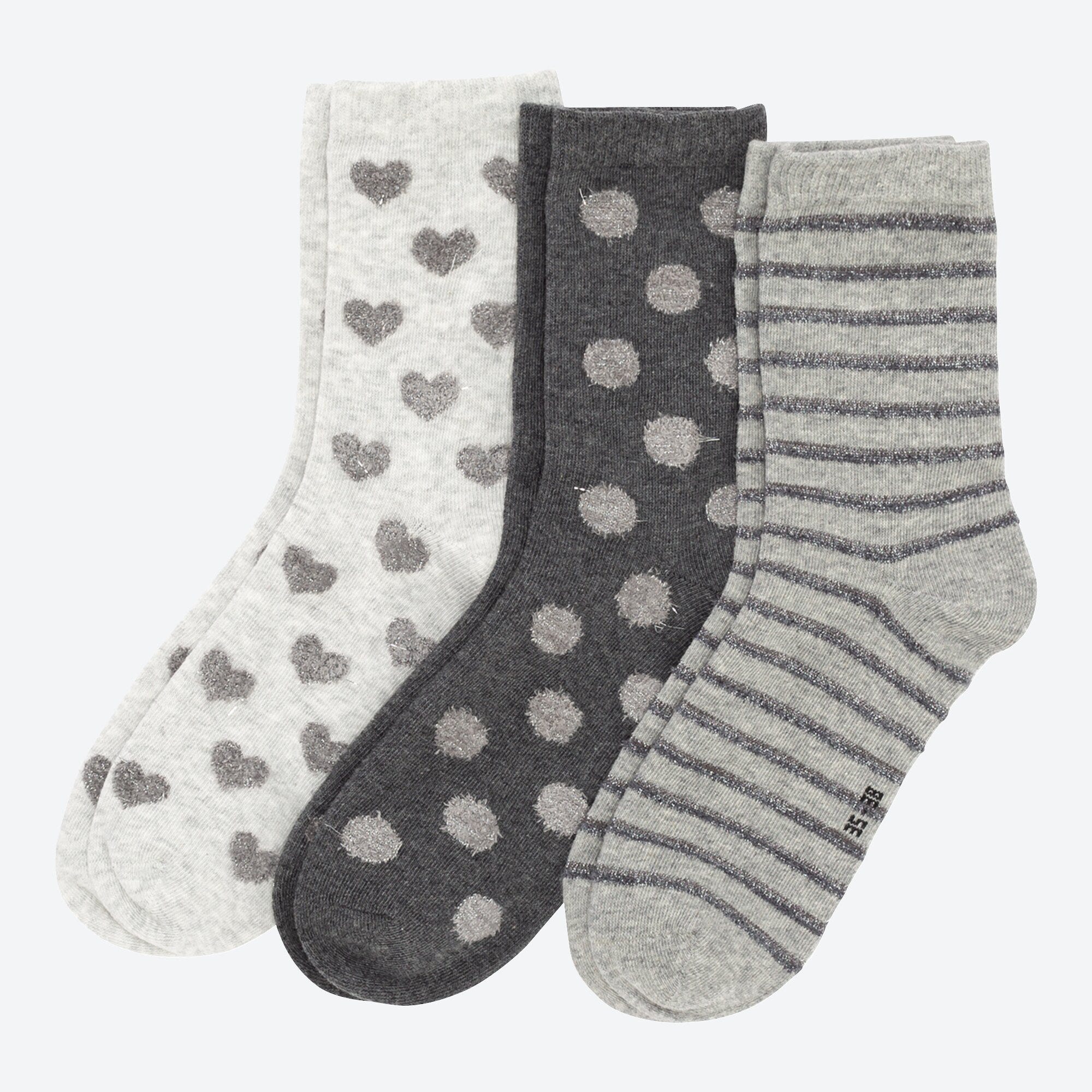 Damen-Socken mit Glitzer-Effekten, 3er-Pack