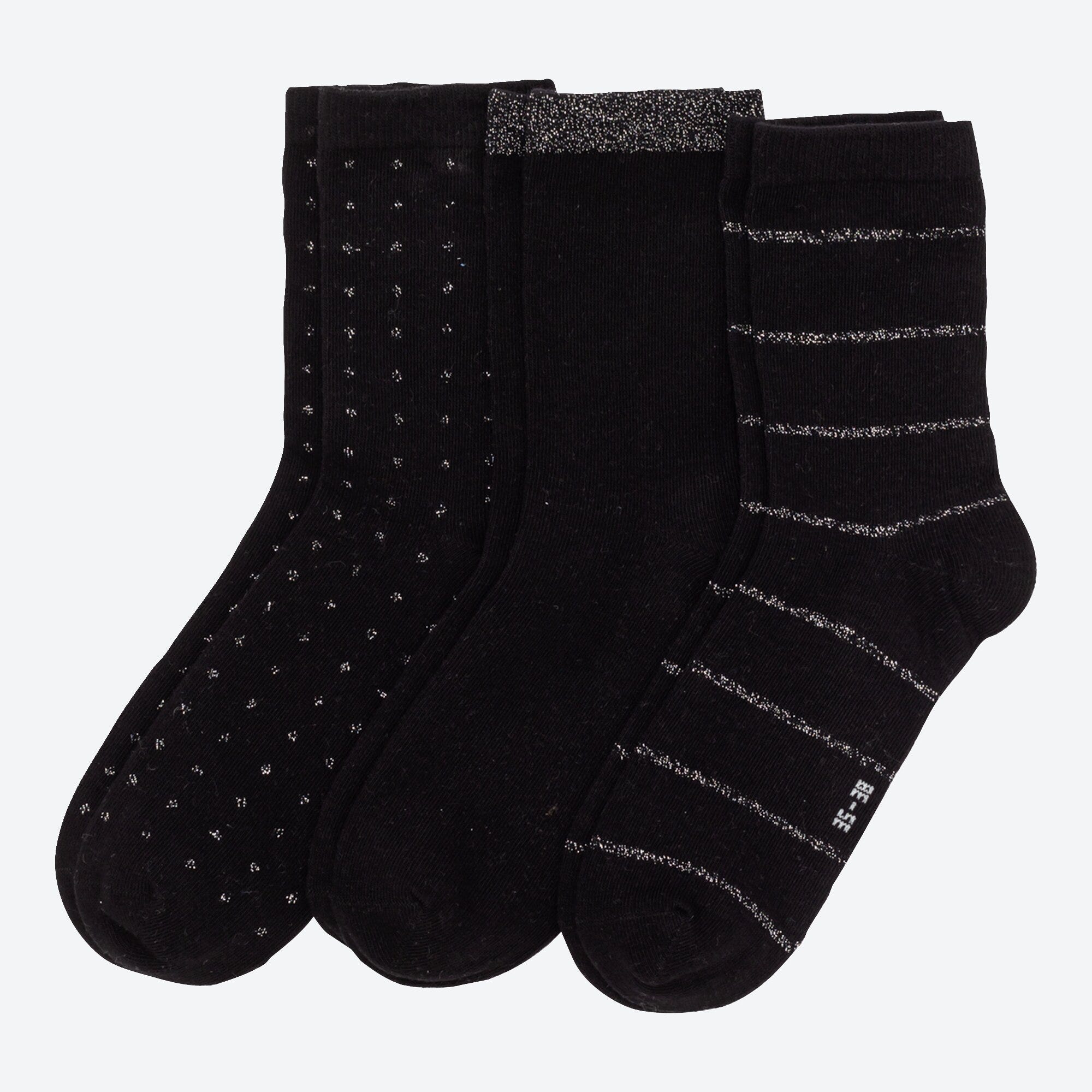 Damen-Socken mit Glitzer-Effekten, 3er-Pack
