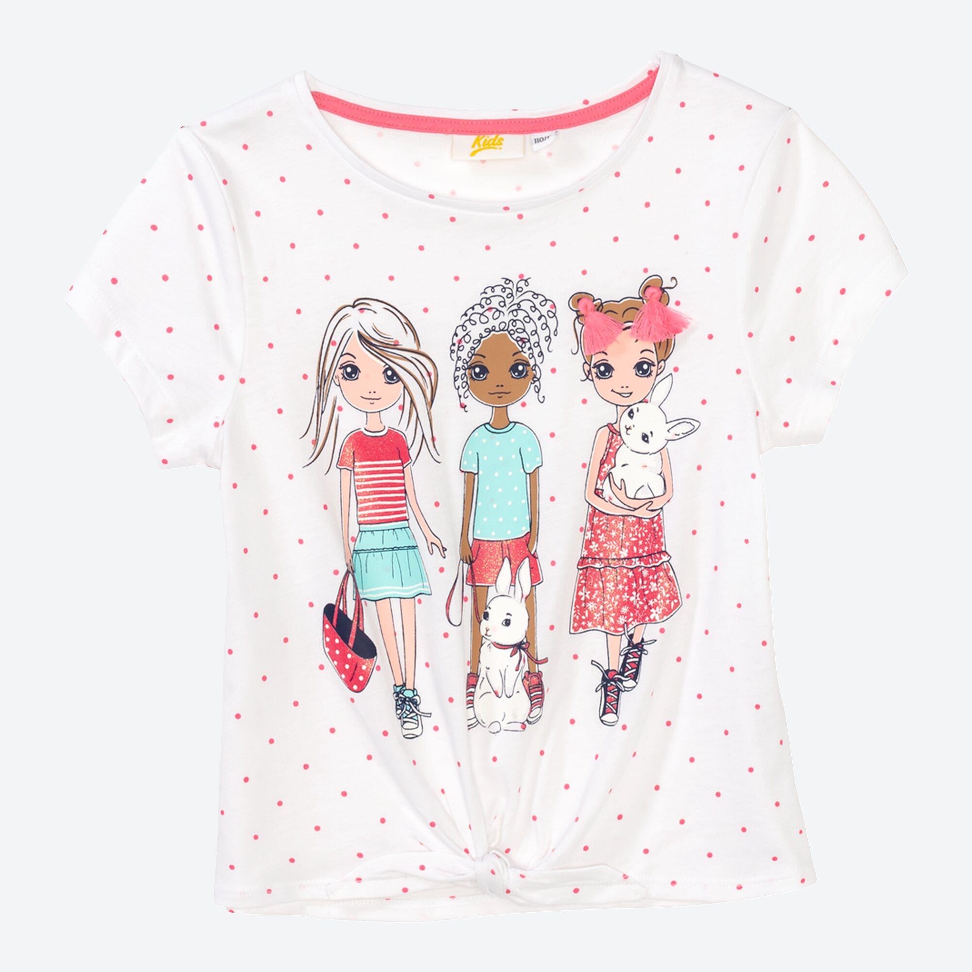 Mädchen-T-Shirt mit Knoten am Saum
