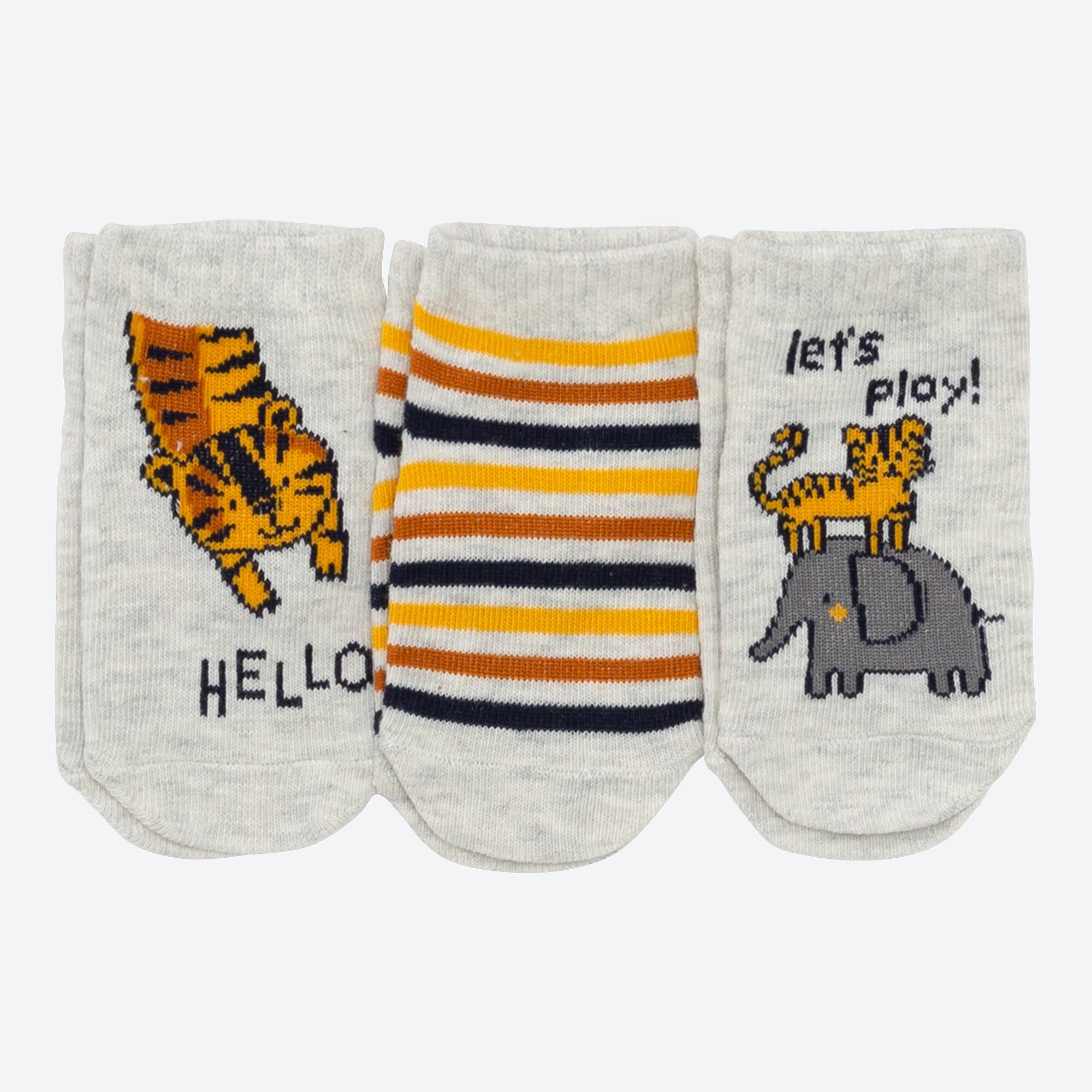 Baby-Jungen-Sneaker-Socken mit Safari-Design, 3er-Pack