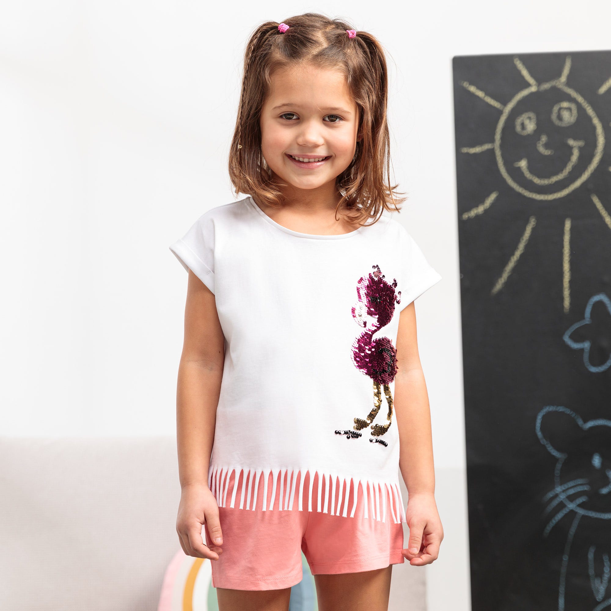 Mädchen-T-Shirt mit Wendepailletten