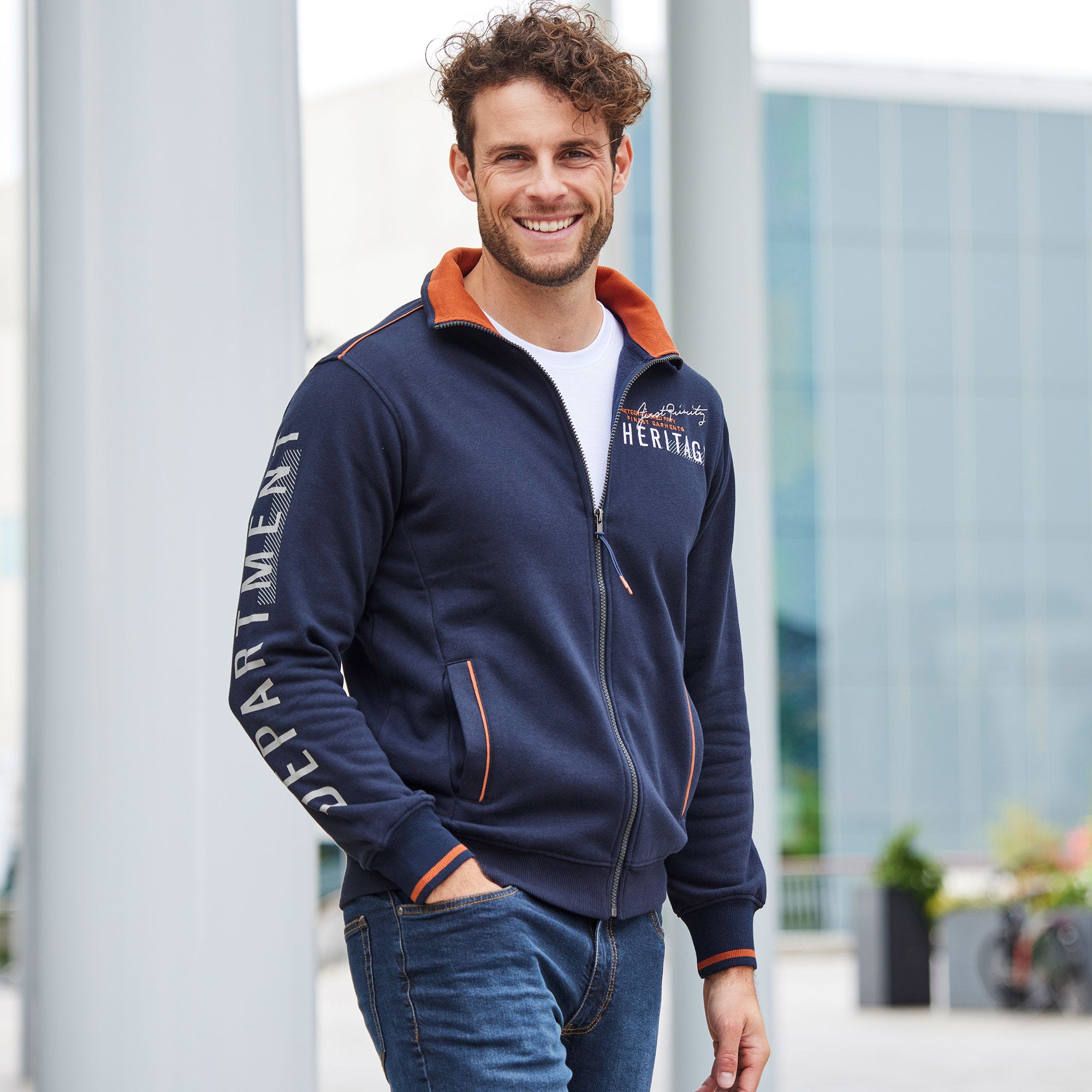 Herren-Sweatjacke mit Stehkragen