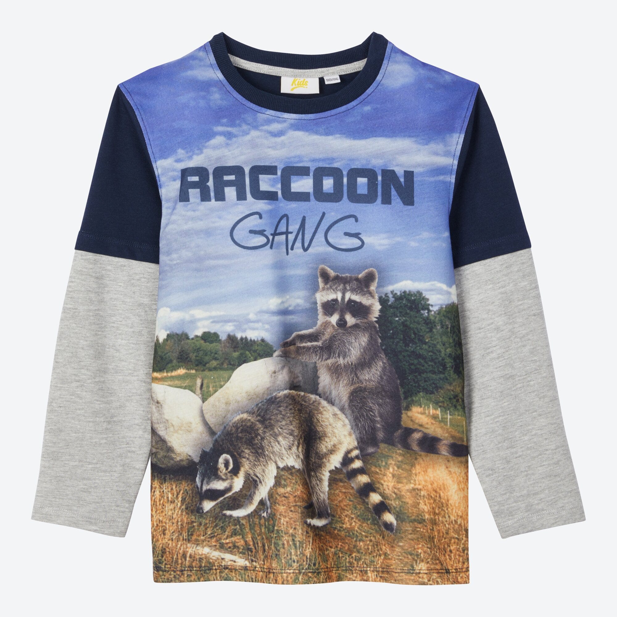 Jungen-Shirt mit Waschbär-Frontaufdruck