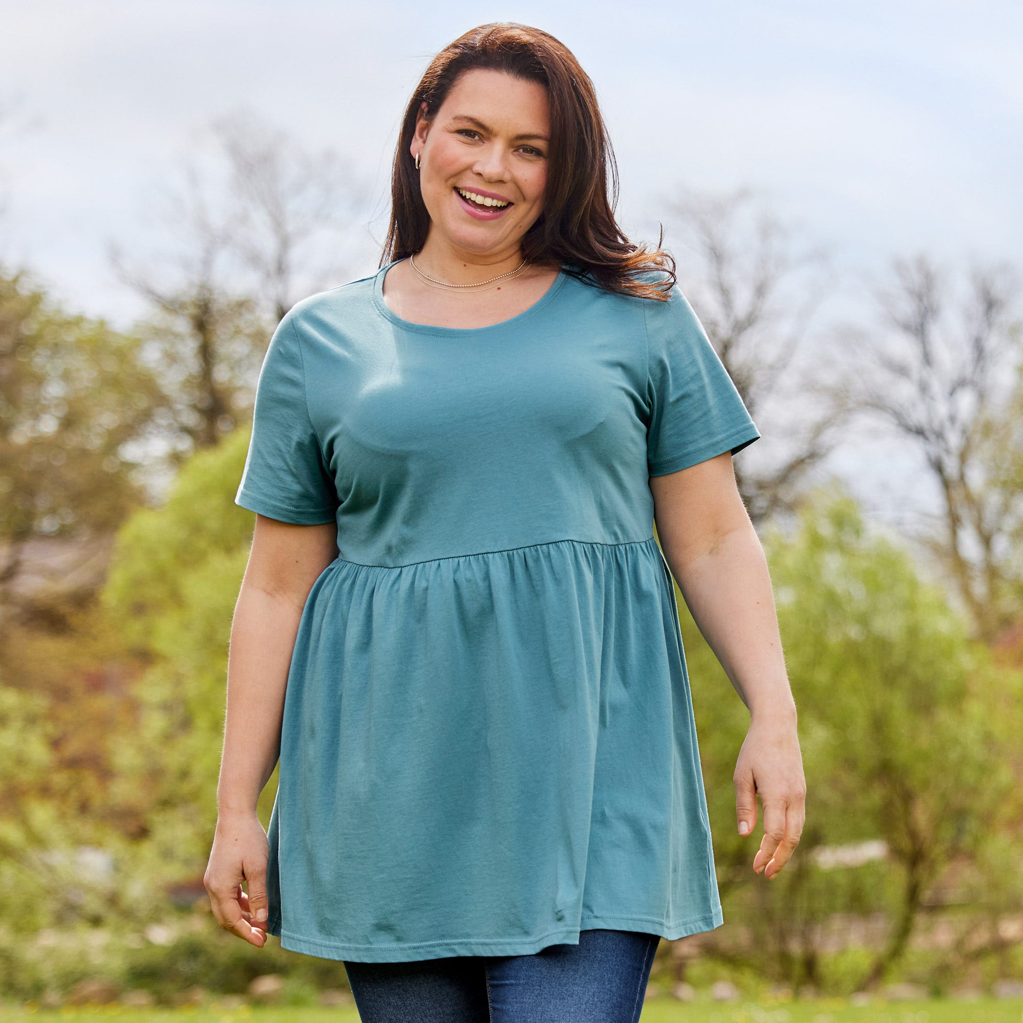 Damen-T-Shirt mit Volant, große Größen