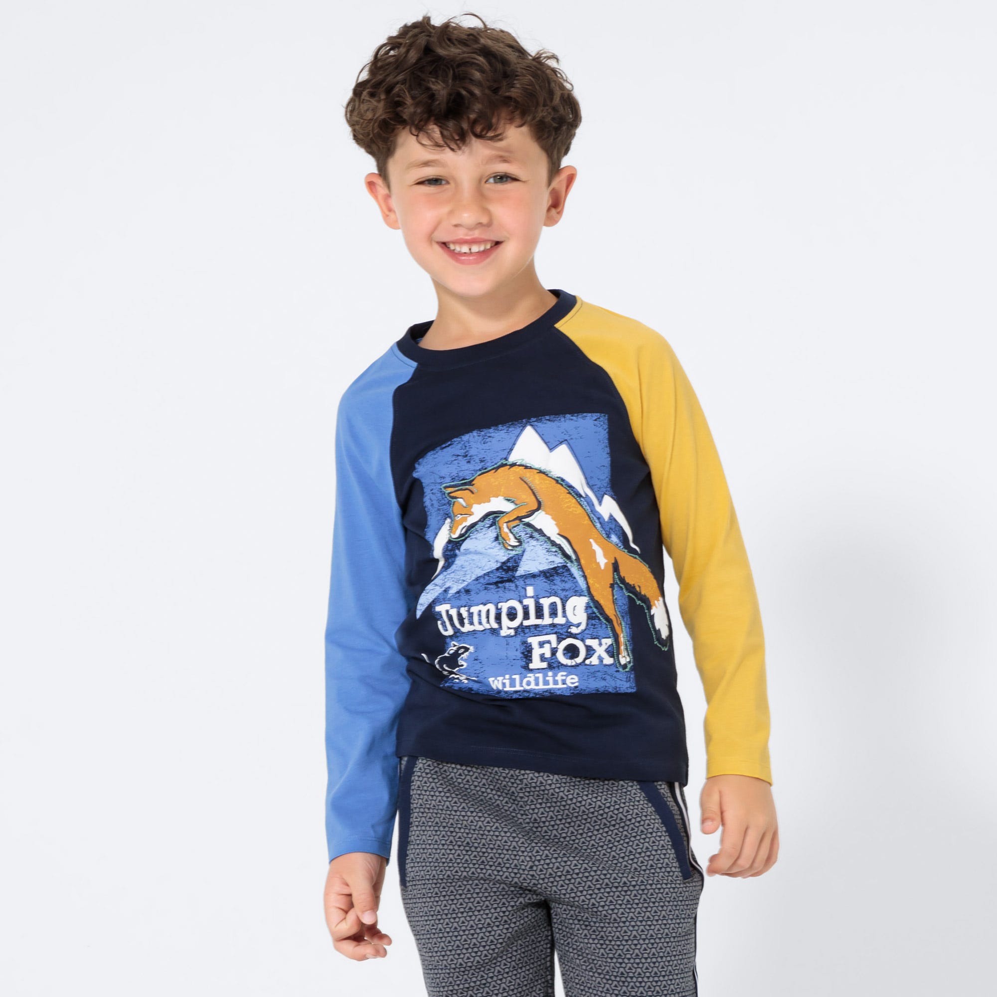 Jungen-Shirt mit Fuchs-Frontaufdruck