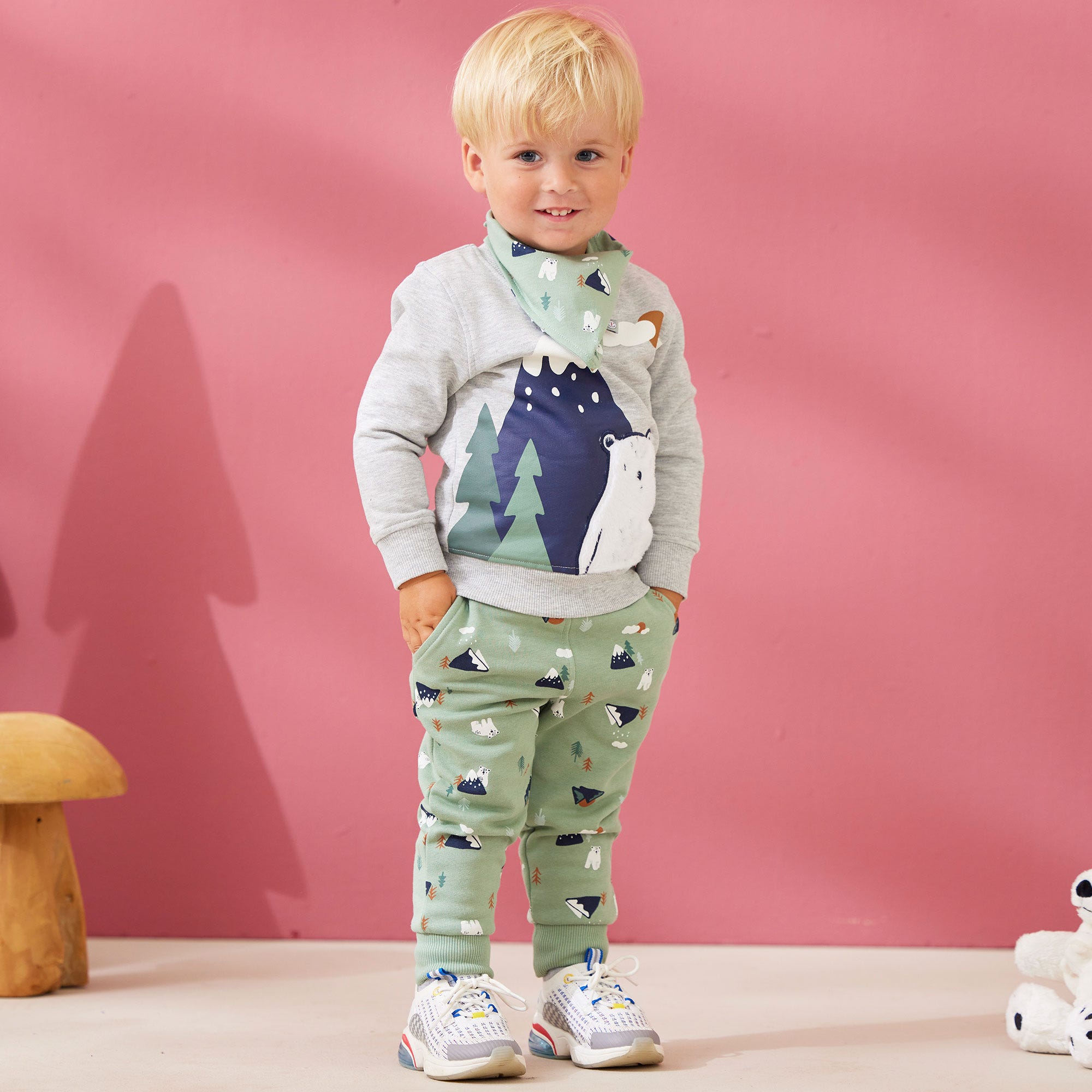 Baby-Jungen-Set mit Halstuch, 3-teilig