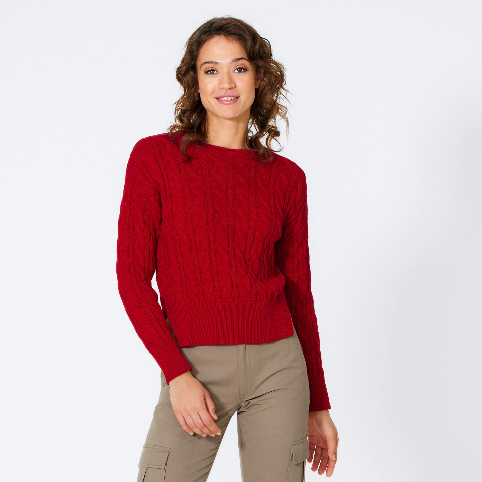 Damen-Pullover mit Zopfmuster