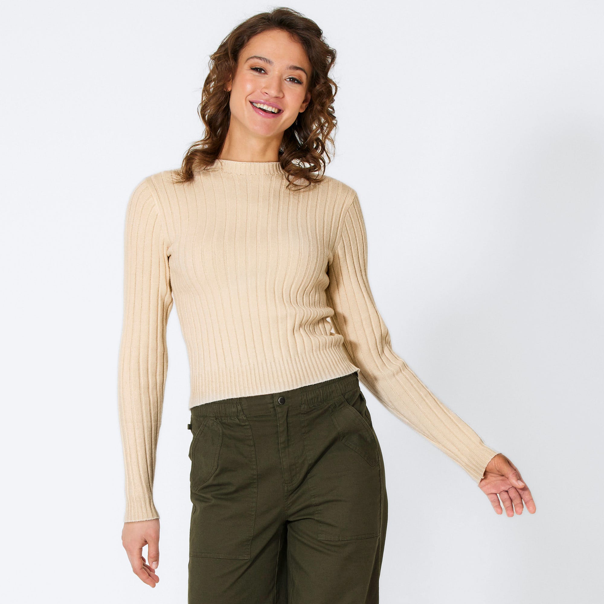 Damen-Pullover mit Ripp-Struktur