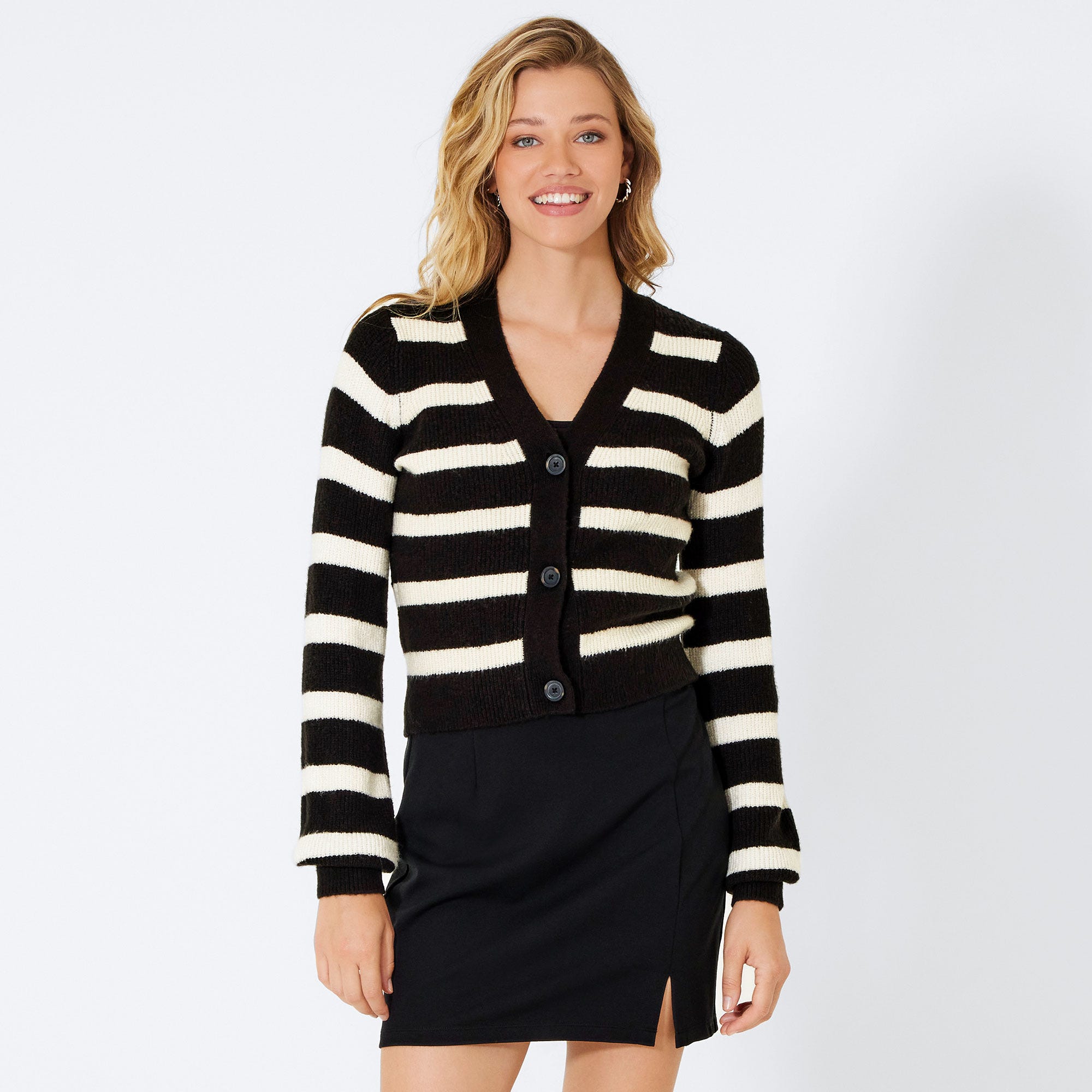 Damen-Strickjacke mit Streifendesign