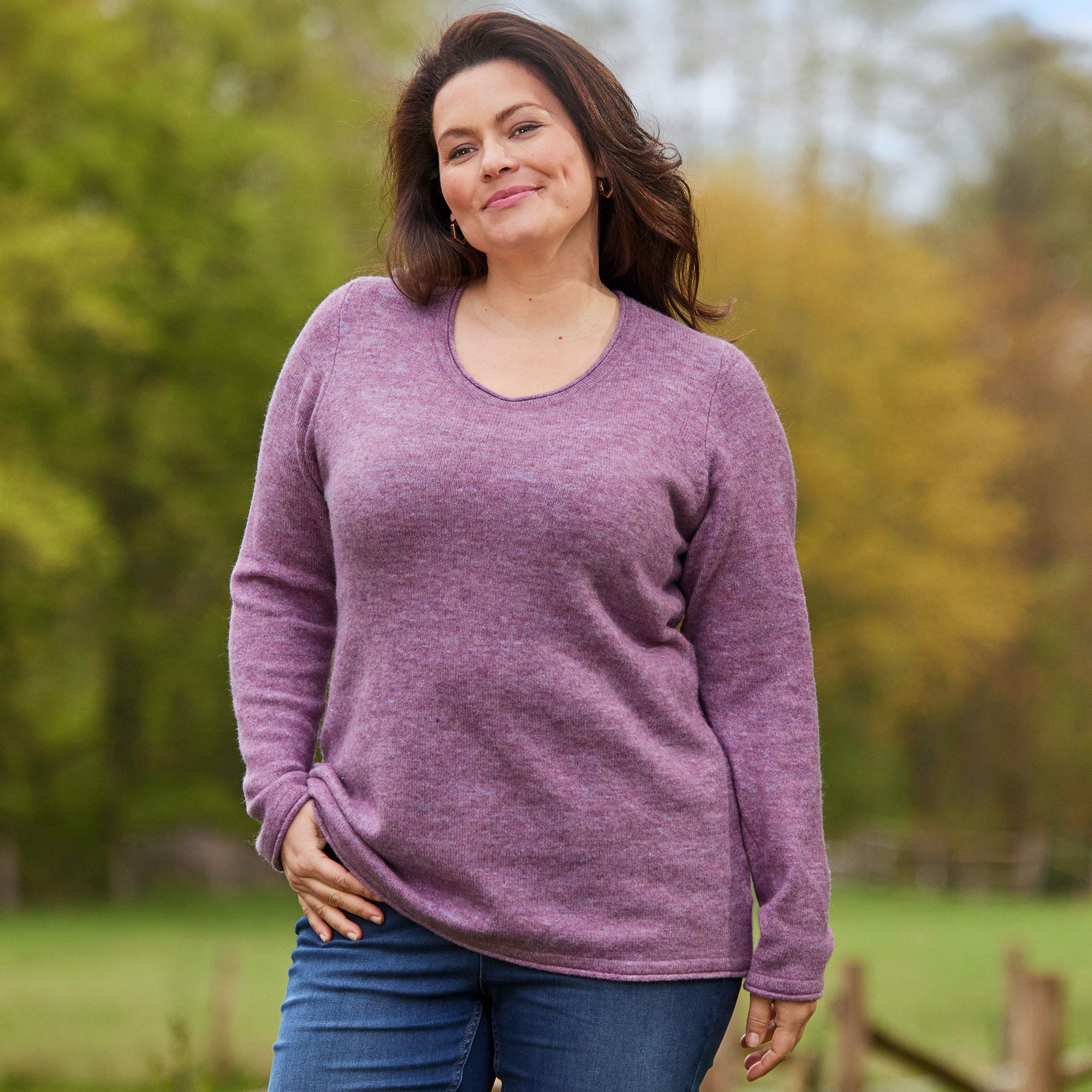 Damen-Pullover in Melange-Optik, große Größen