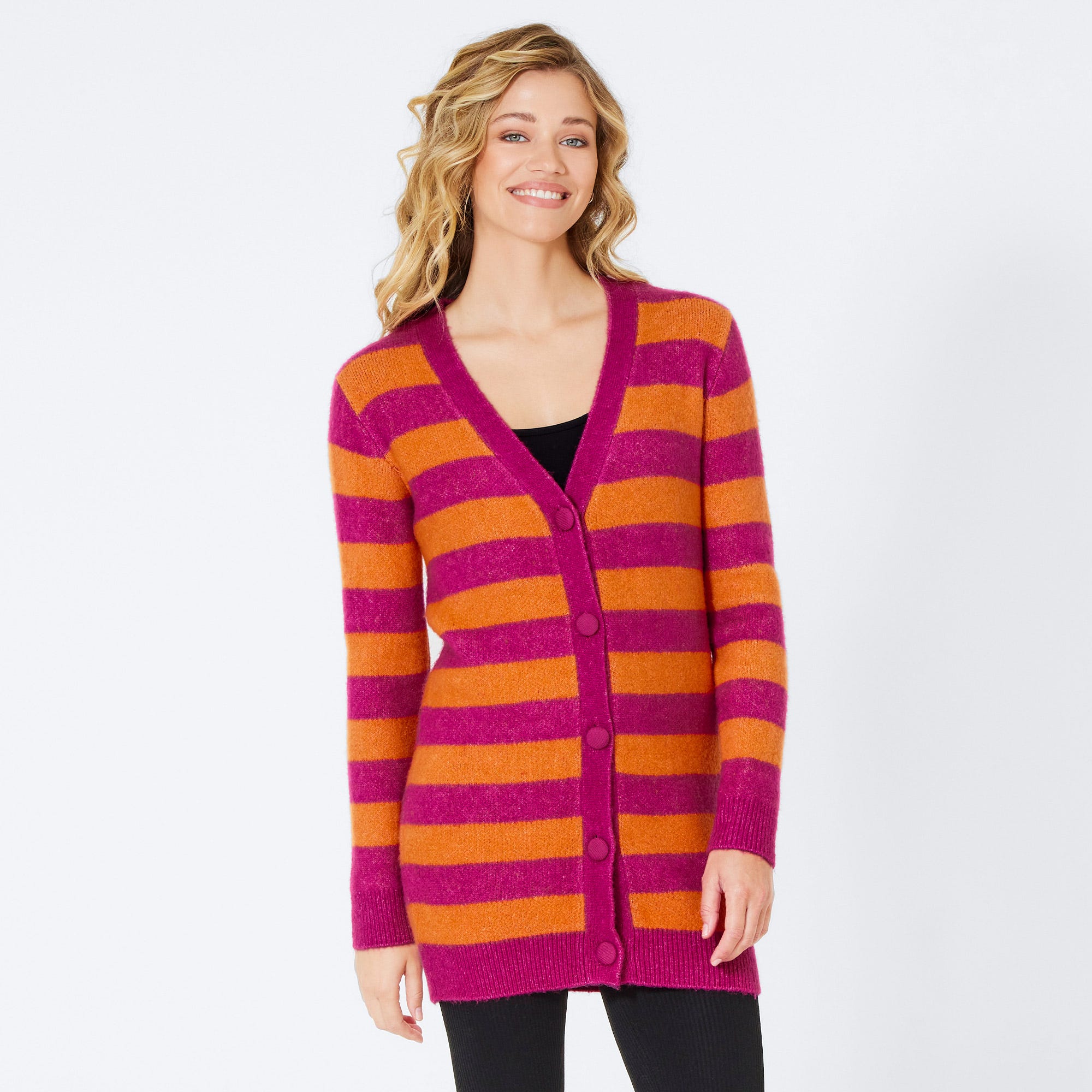 Damen-Strickjacke mit Streifenmuster