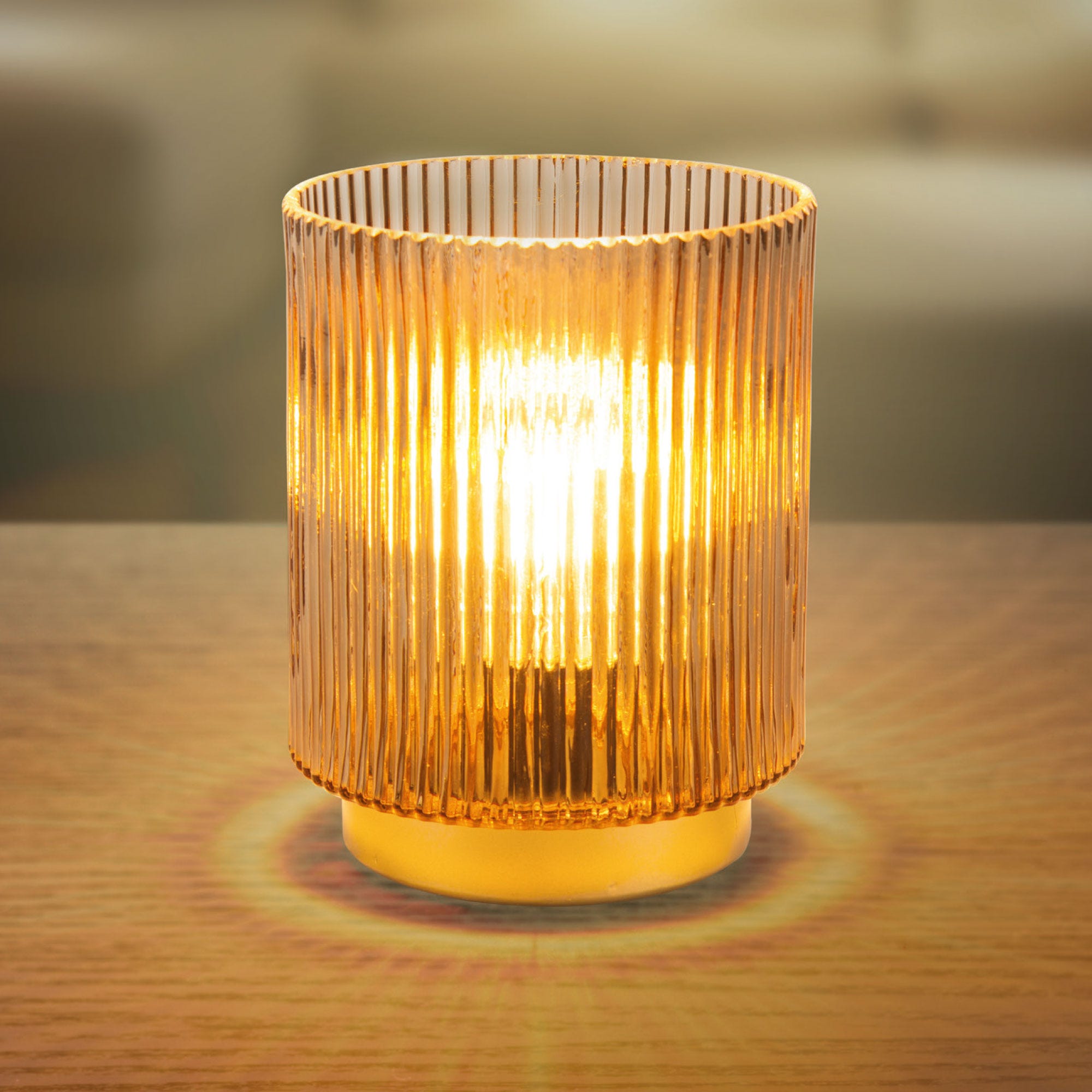 LED-Glas-Tischlicht mit Timerfunktion, ca. 12x12x15cm