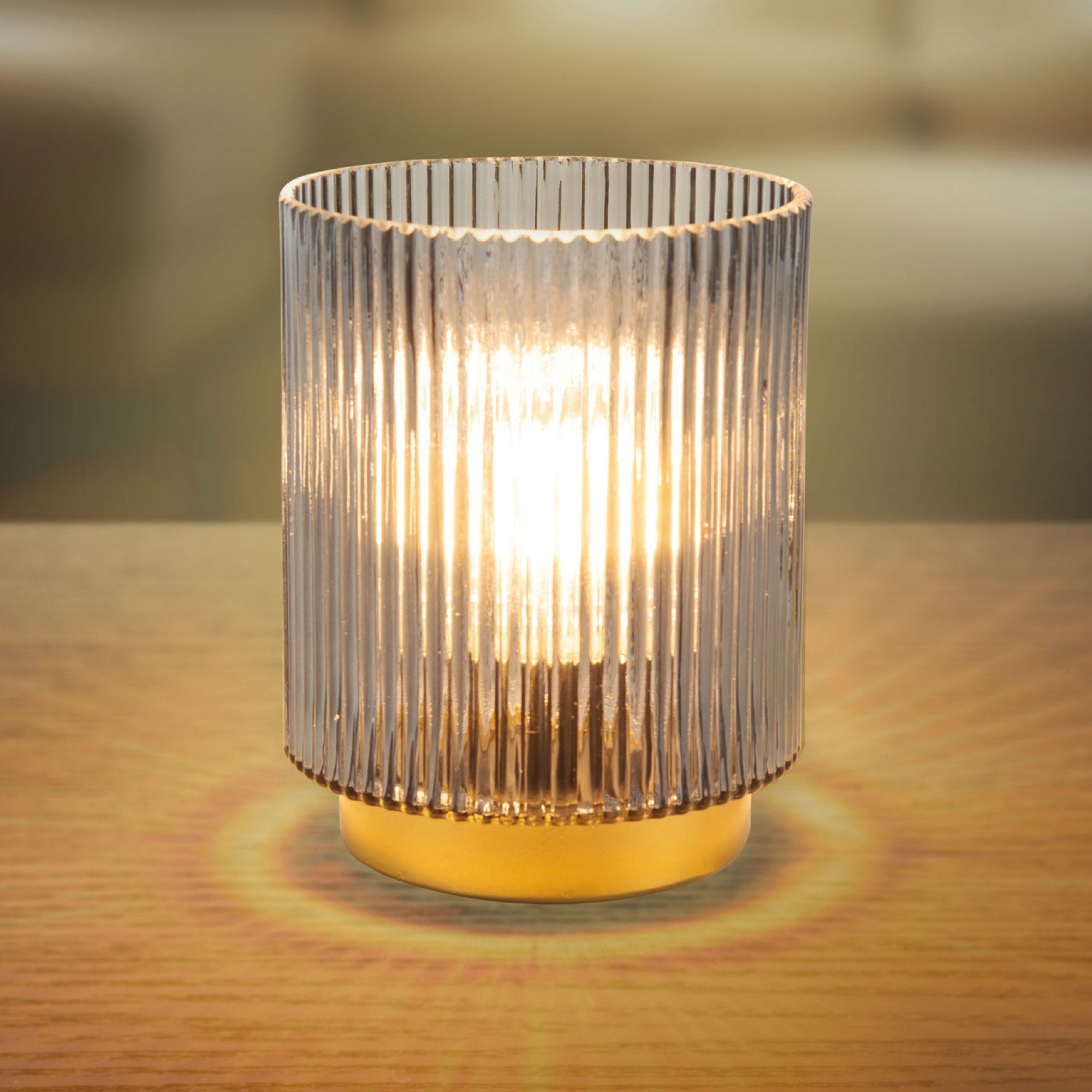 LED-Glas-Tischlicht mit Timerfunktion, ca. 12x12x15cm