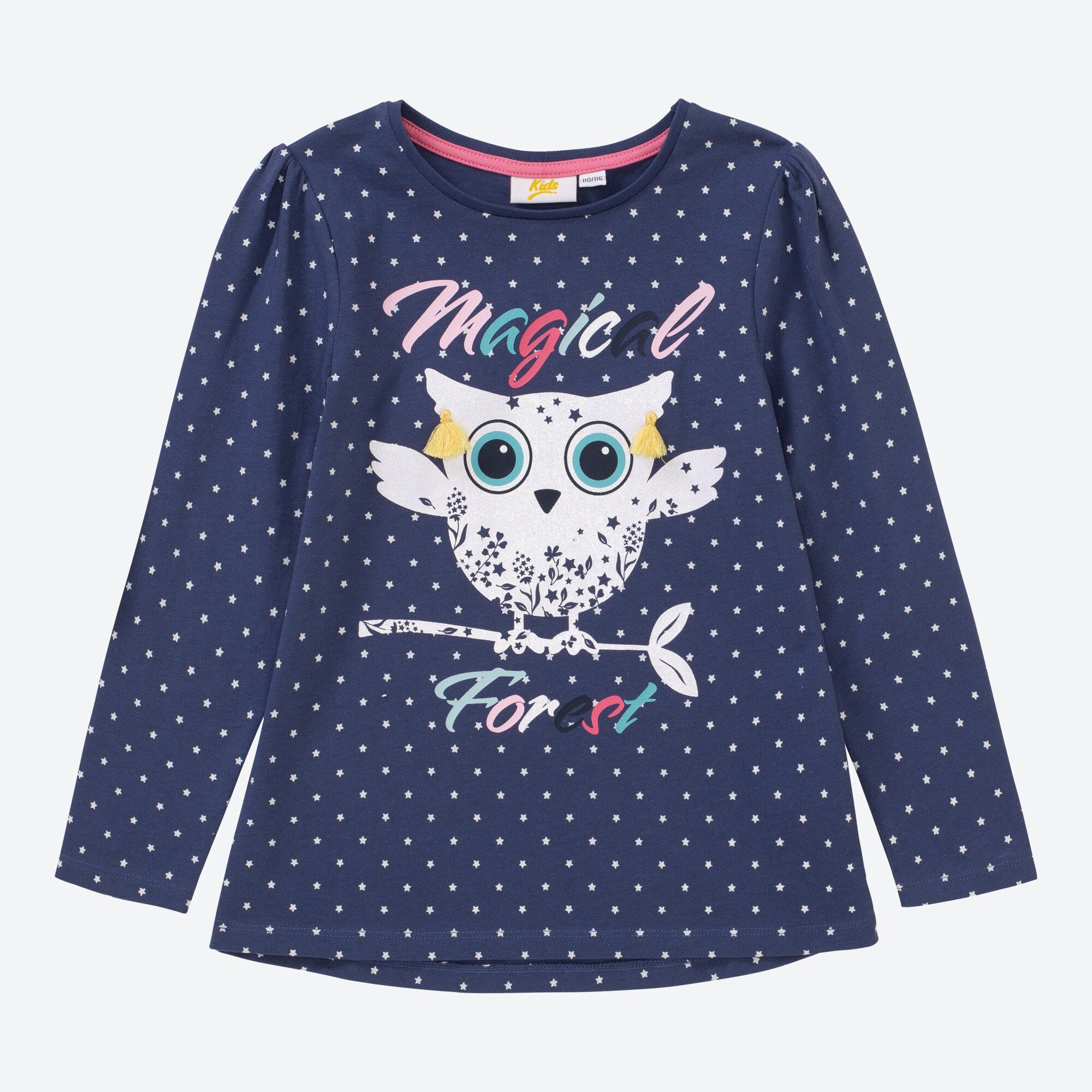Mädchen-Shirt mit Eulen-Frontaufdruck