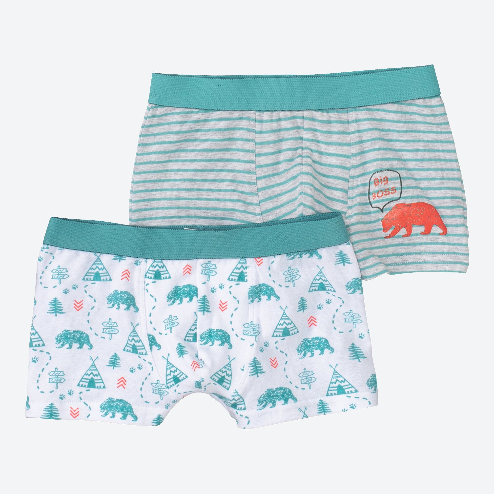 Jungen-Retroshorts mit Bären-Aufdruck, 2er-Pack