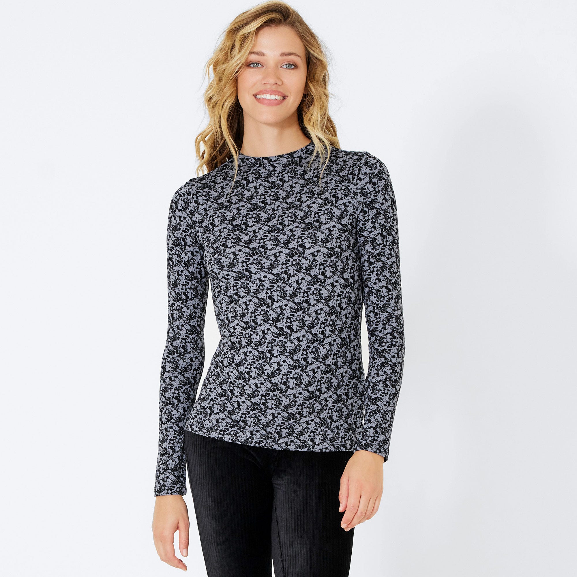 Damen-Langarmshirt mit Blumenmuster