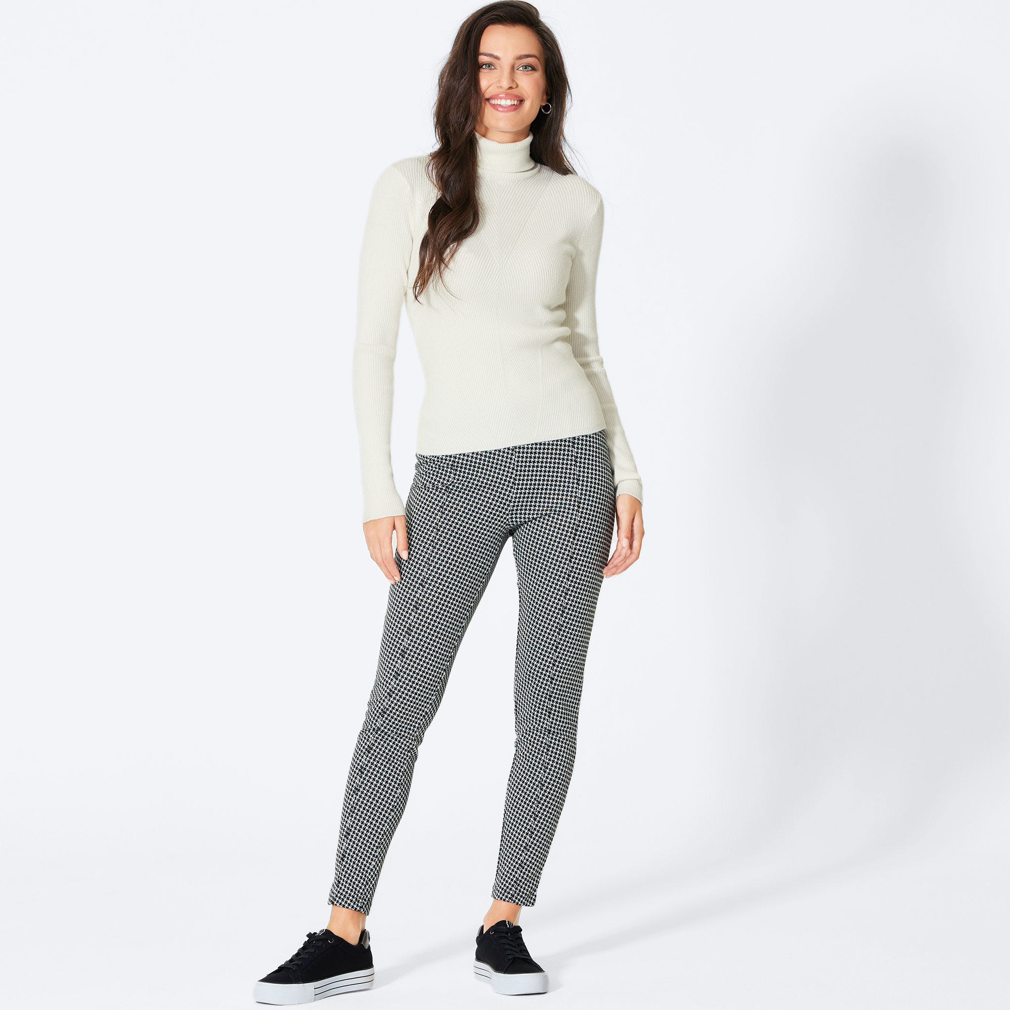 Damen-Jacquard-Leggings mit Sternchen-Muster