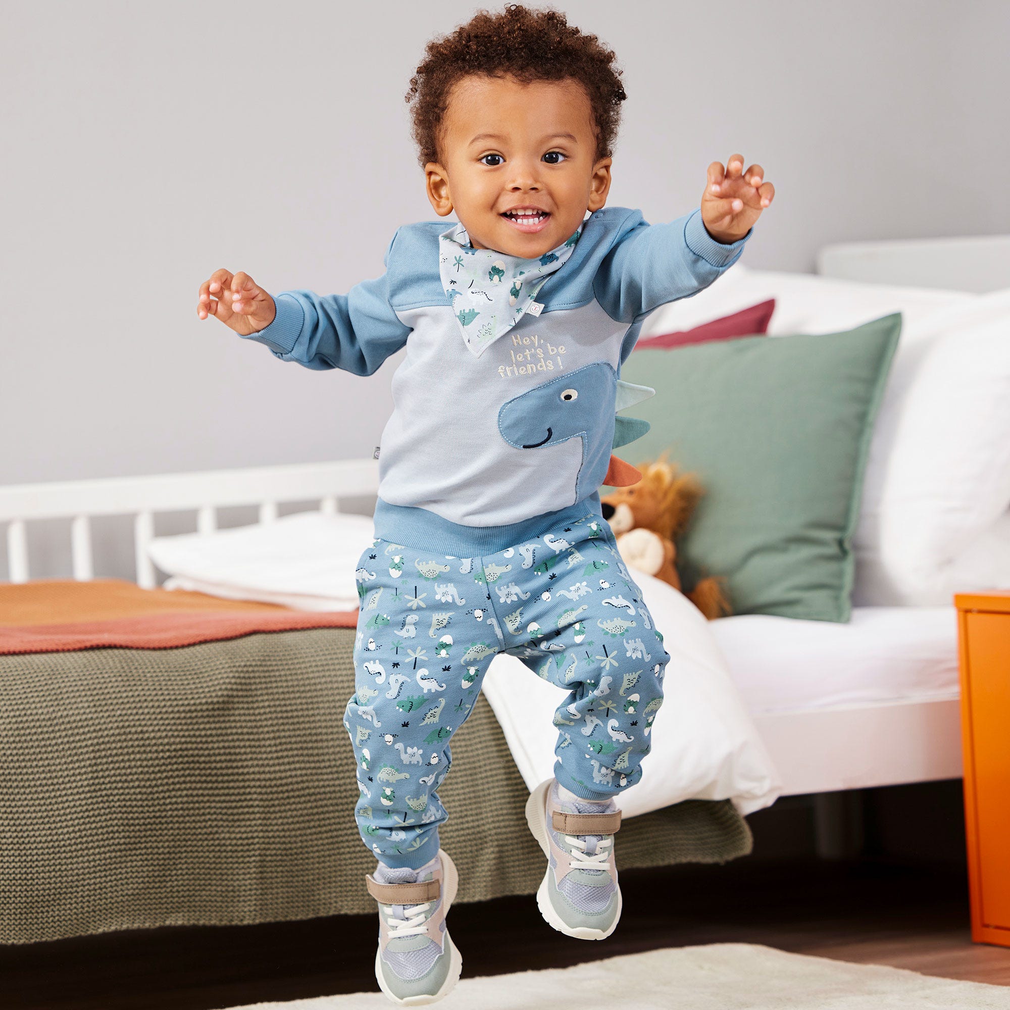 Baby-Jungen-Set mit Dino-Applikation, 2-teilig