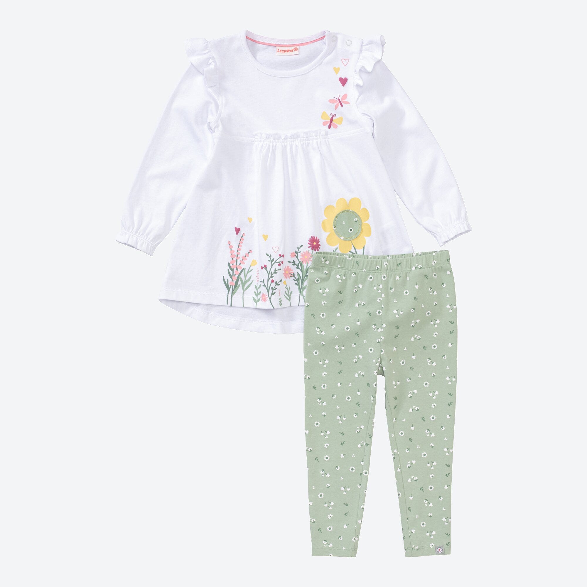 Baby-Mädchen-Set mit Blumen-Aufdruck, 2-teilig