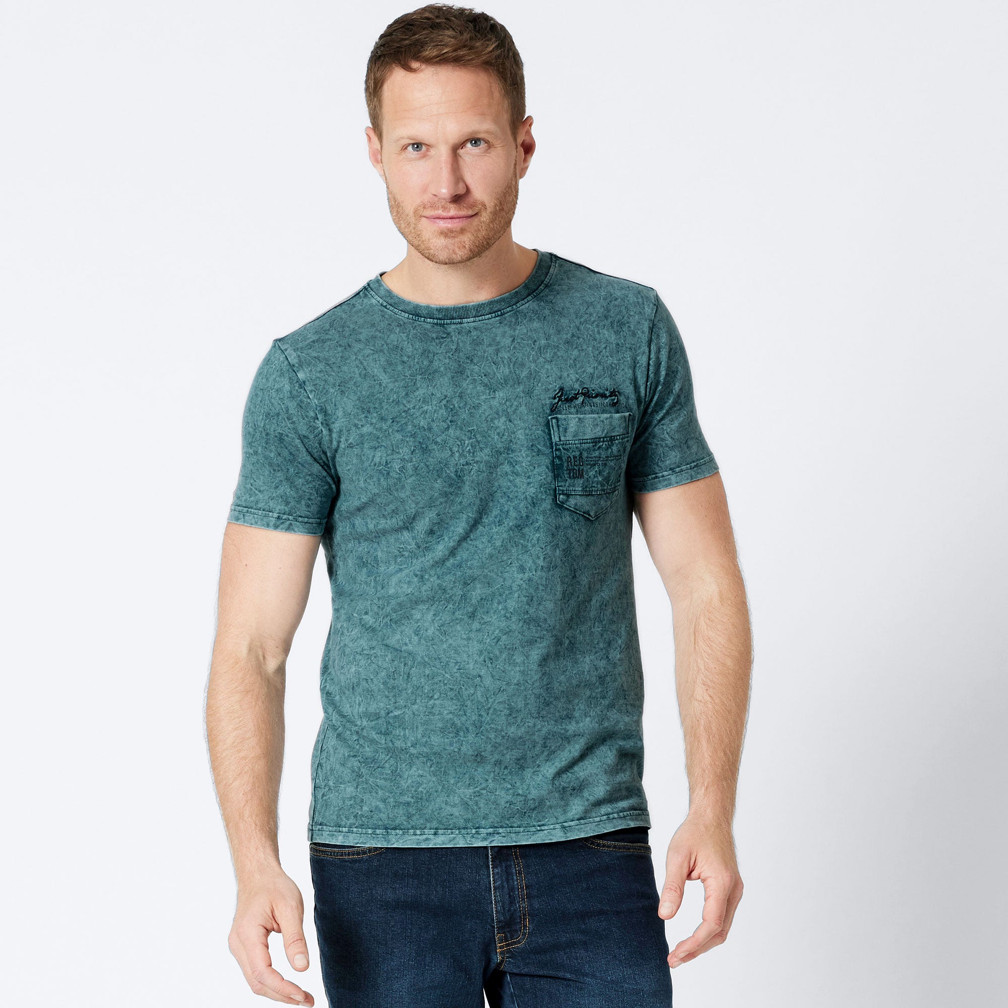 Herren-T-Shirt in Acid-Washed-Optik