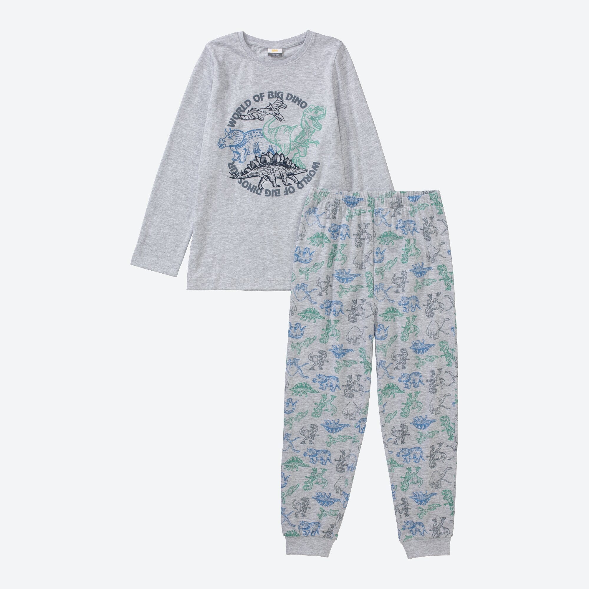 Jungen-Schlafanzug mit Dino-Frontaufdruck, 2-teilig