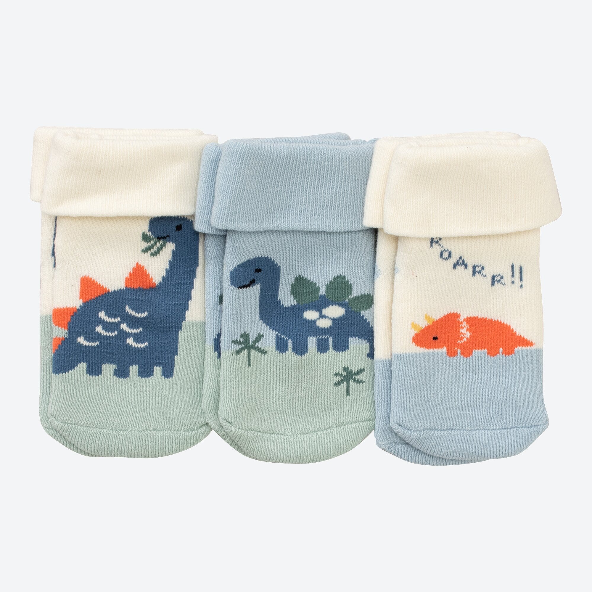 Baby-Jungen-Frottee-Socken mit Dino-Design, 3er-Pack