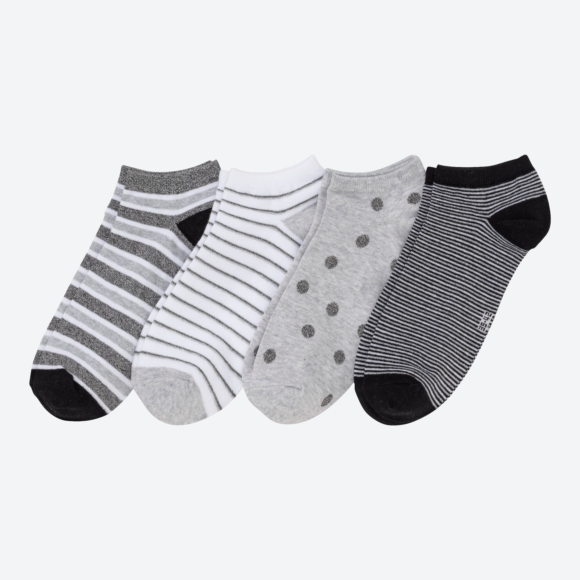 Damen-Sneaker-Socken mit Ringelmuster, 4er-Pack
