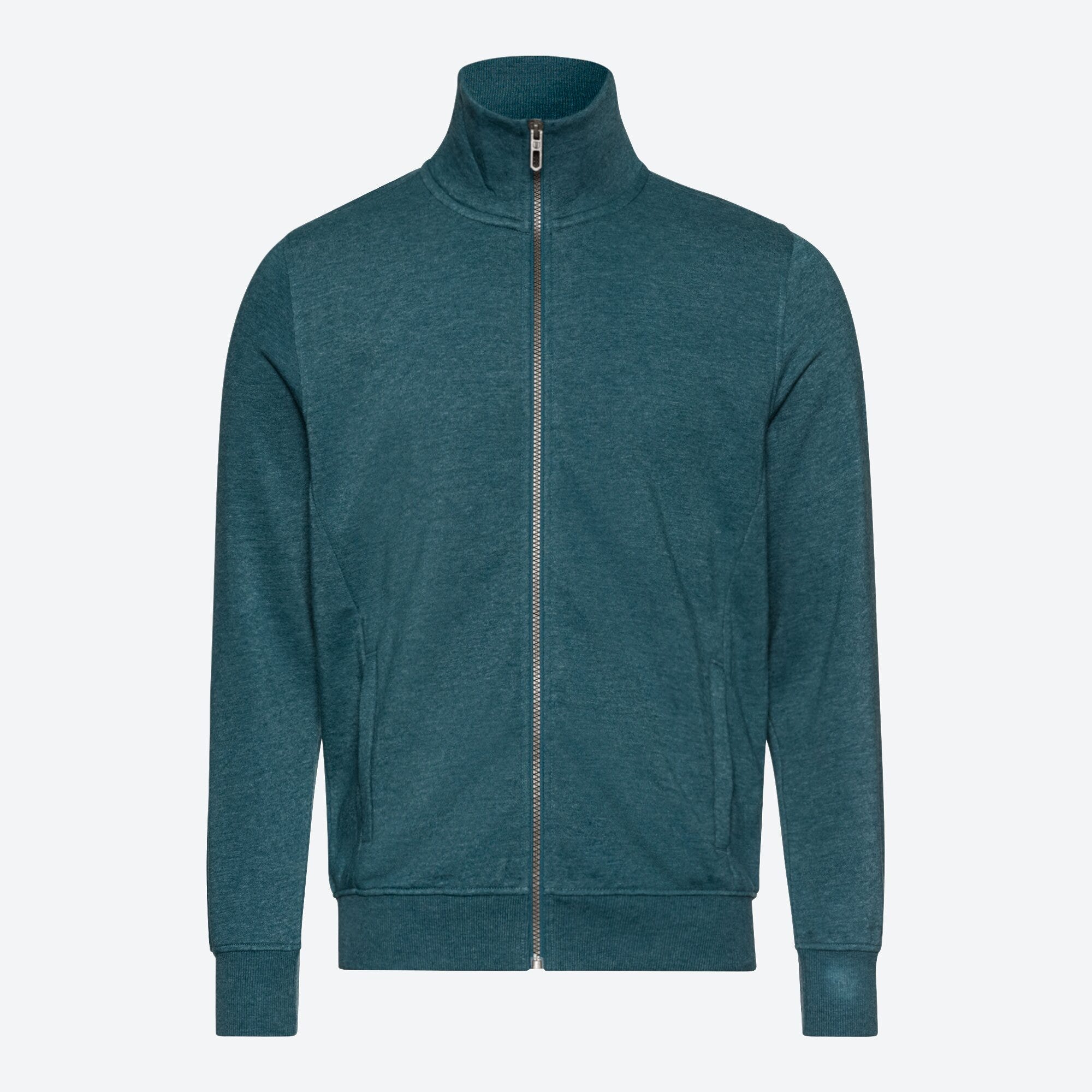 Herren-Terry-Fleece-Jacke mit Stehkragen