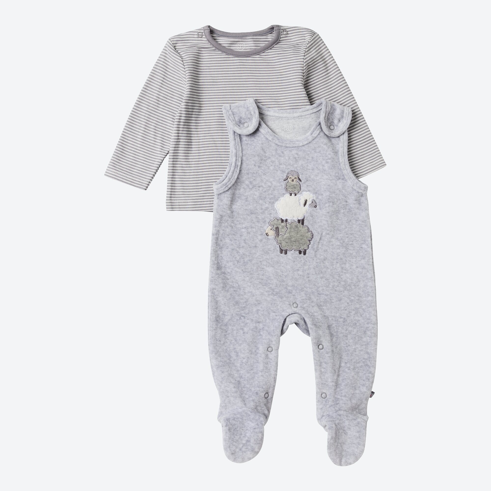 Baby-Newborn-Strampler-Set in Mélange-Optik, 2-teilig