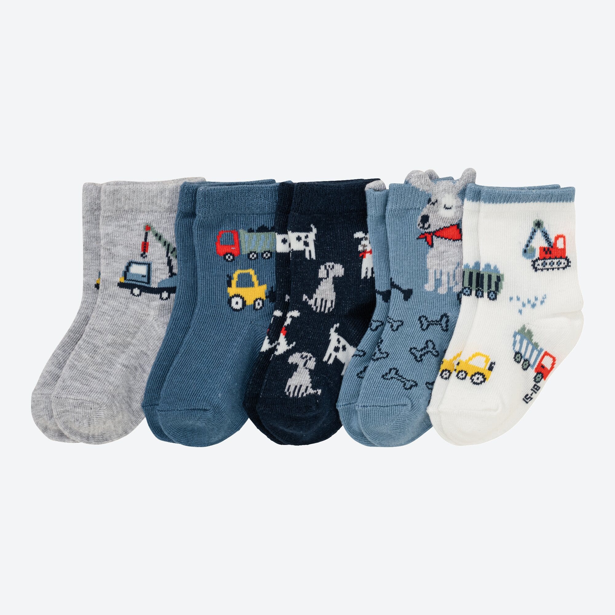 Baby-Jungen-Socken in verspieltem Design, 5er-Pack