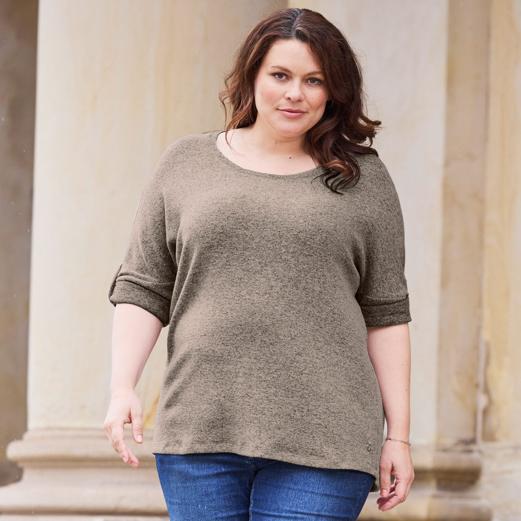 Damen-Sweatshirt mit Umschlag, große Größen