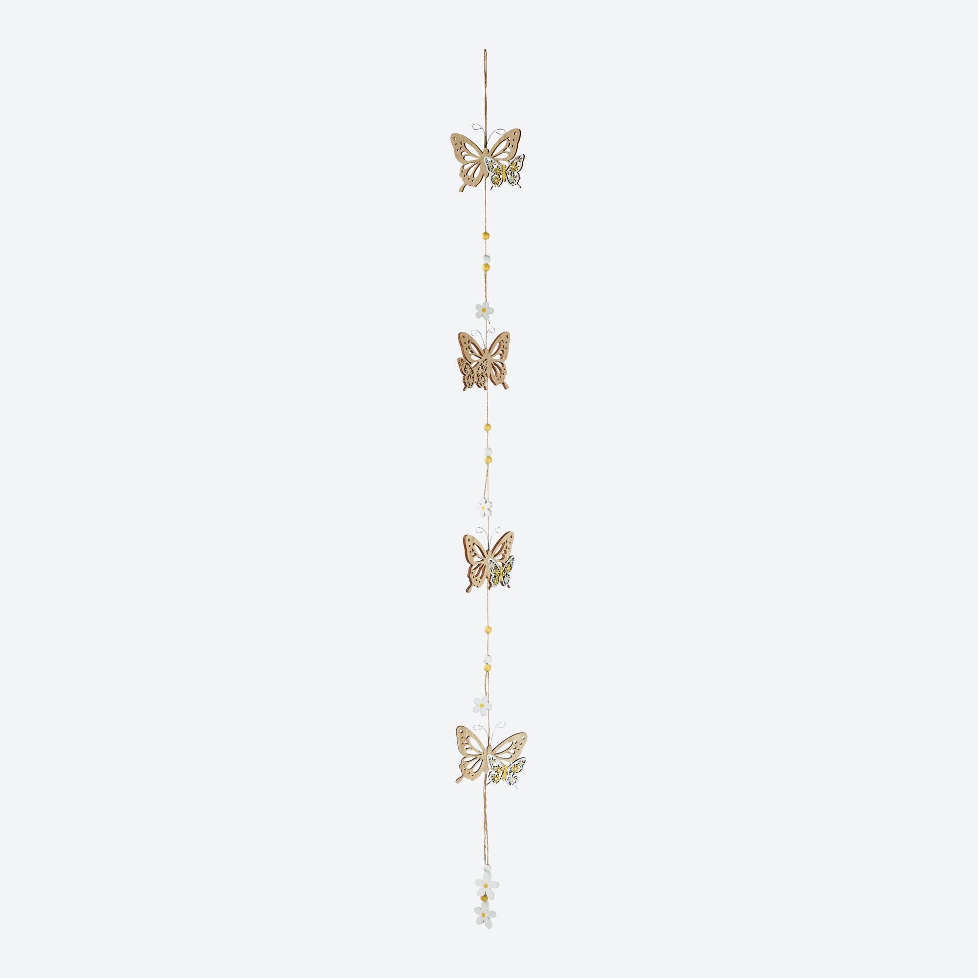 Deko-Girlande mit Holzschmetterlingen, ca. 110cm