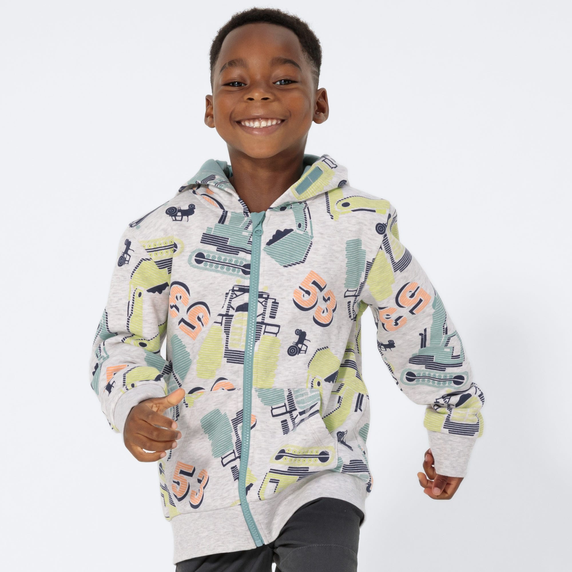 Kinder-Jungen-Sweatjacke mit Fahrzeugen