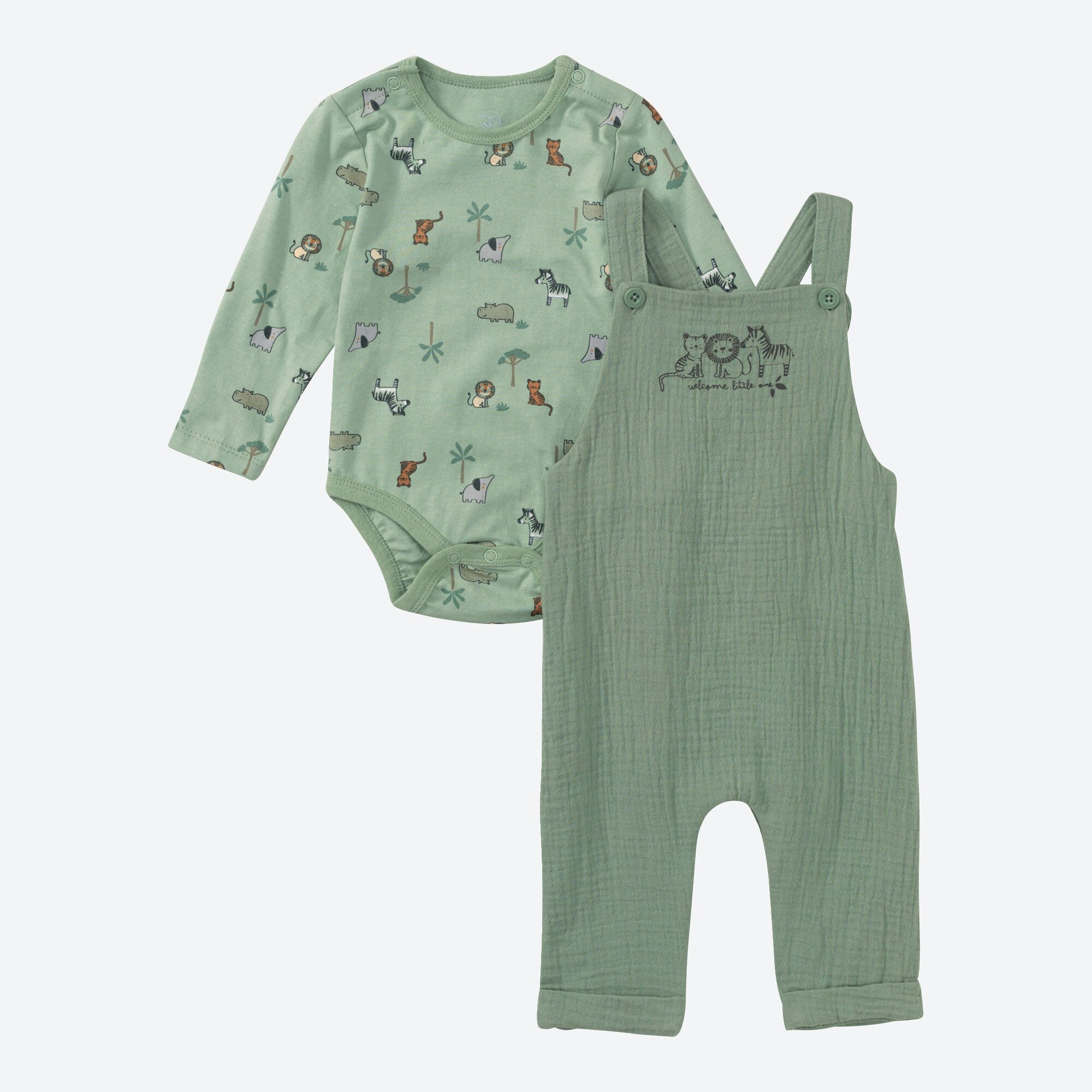 Baby-Jungen-Strampler mit Tierdruck, 2-teilig