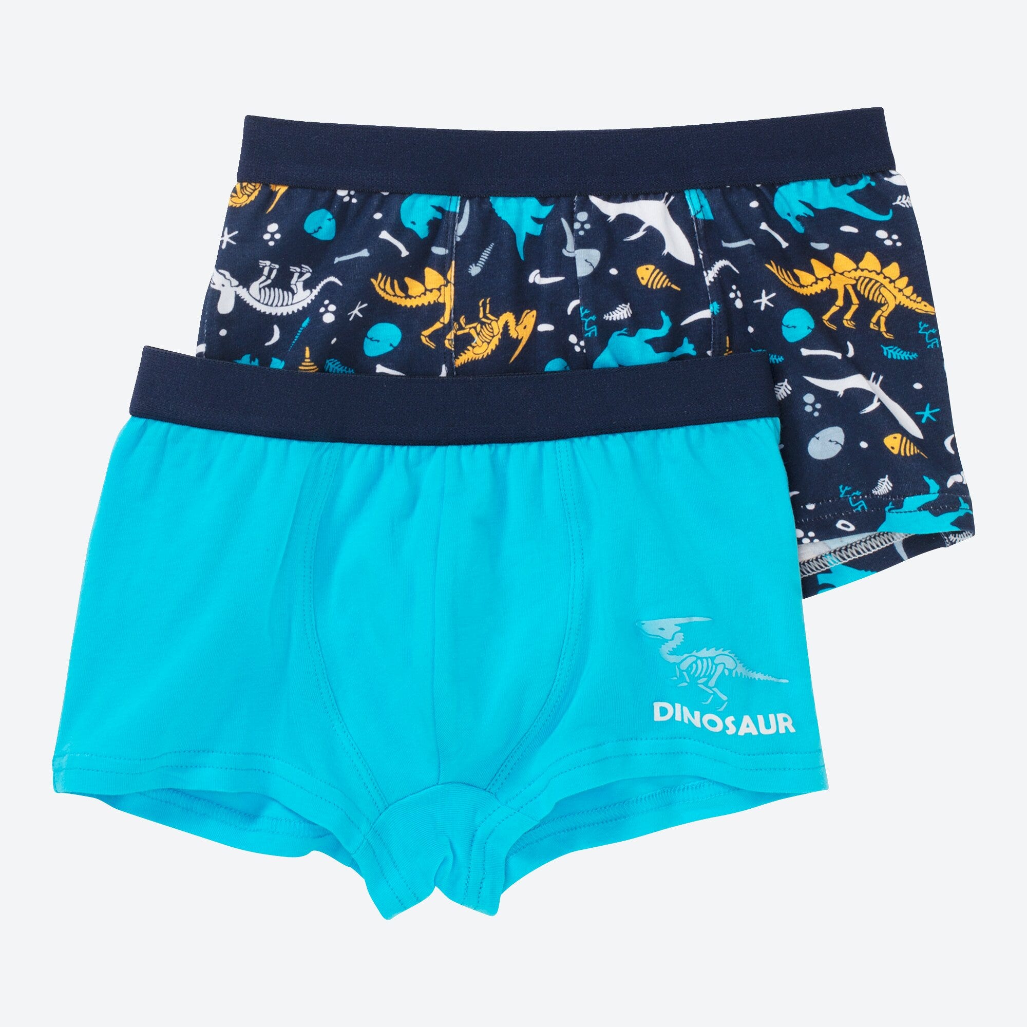 Kinder-Jungen-Retroshorts mit Kontrastbund, 2er-Pack