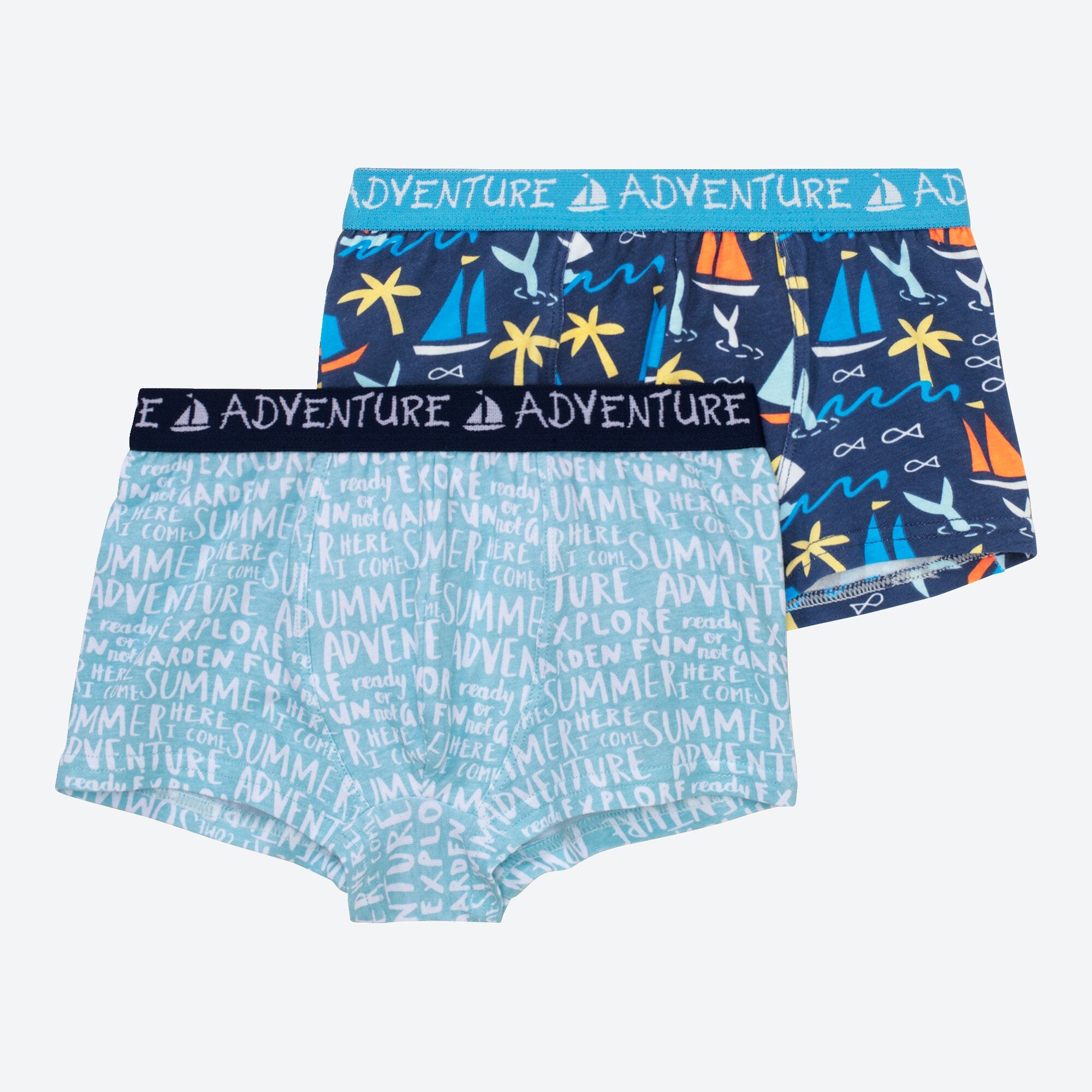 Kinder-Jungen-Retroshorts mit Kontrastbund, 2er-Pack