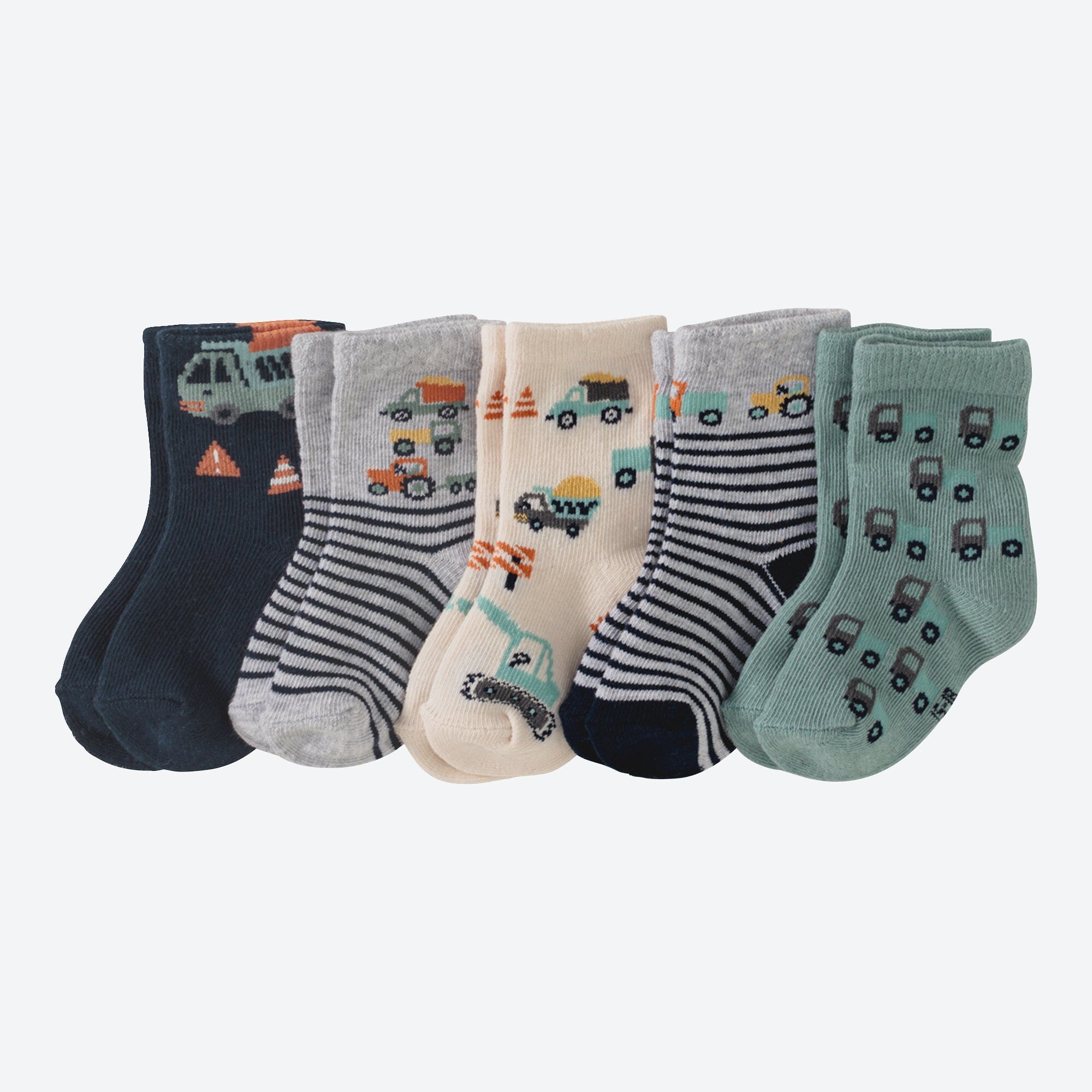 Baby-Socken mit Baustellenfahrzeugen, 5er-Pack