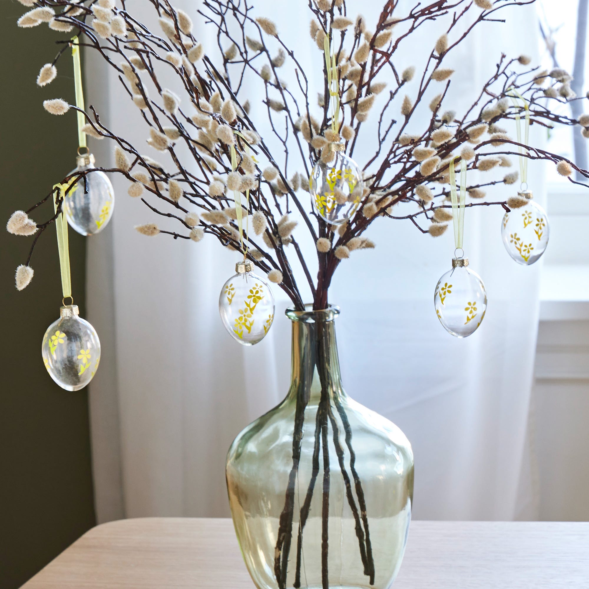 Deko-Glaseier mit Blumen-Design, 6er-Pack